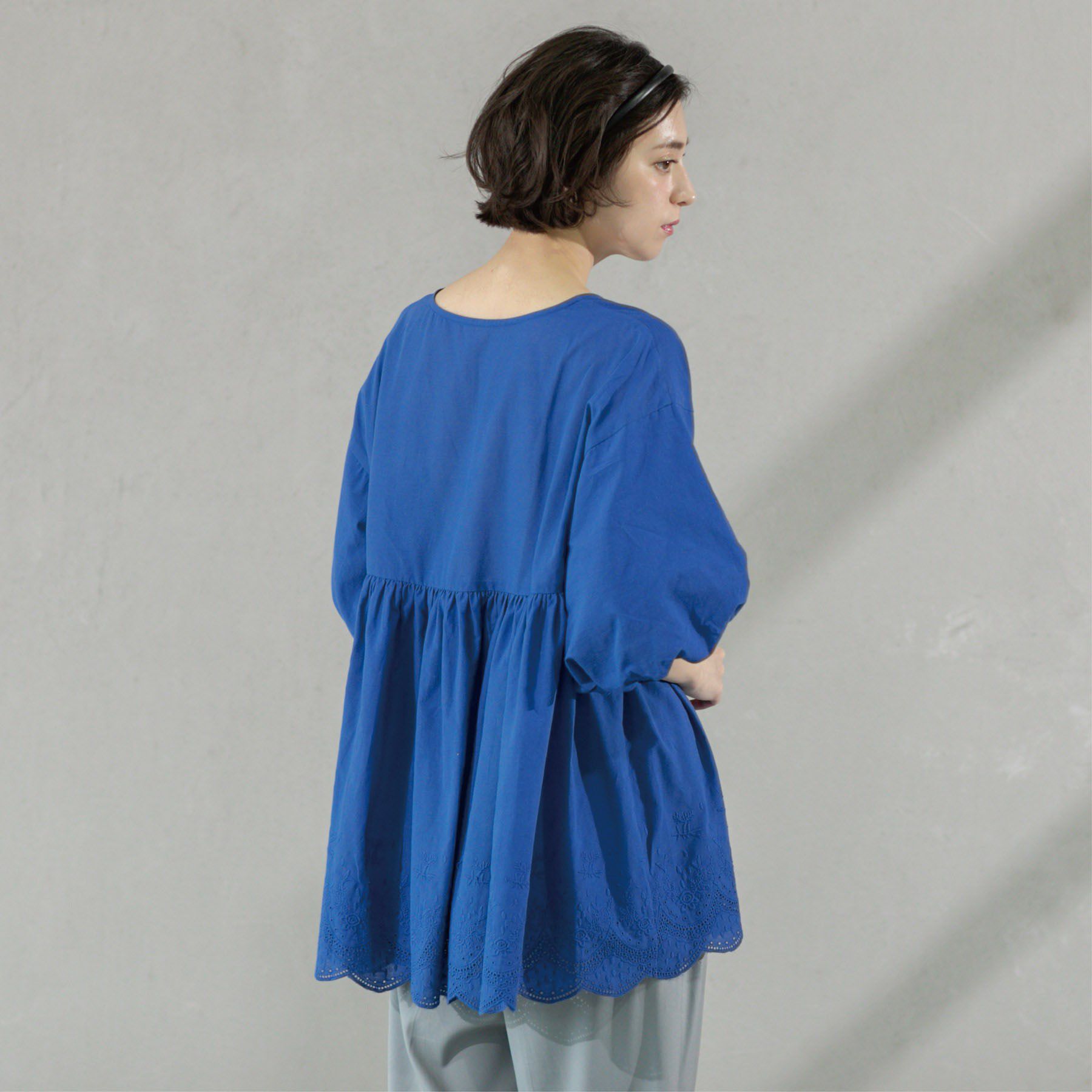 OPAQUE.CLIP「バルーン袖スカラップ刺繍レースチュニック」|シャツ・ブラウス|