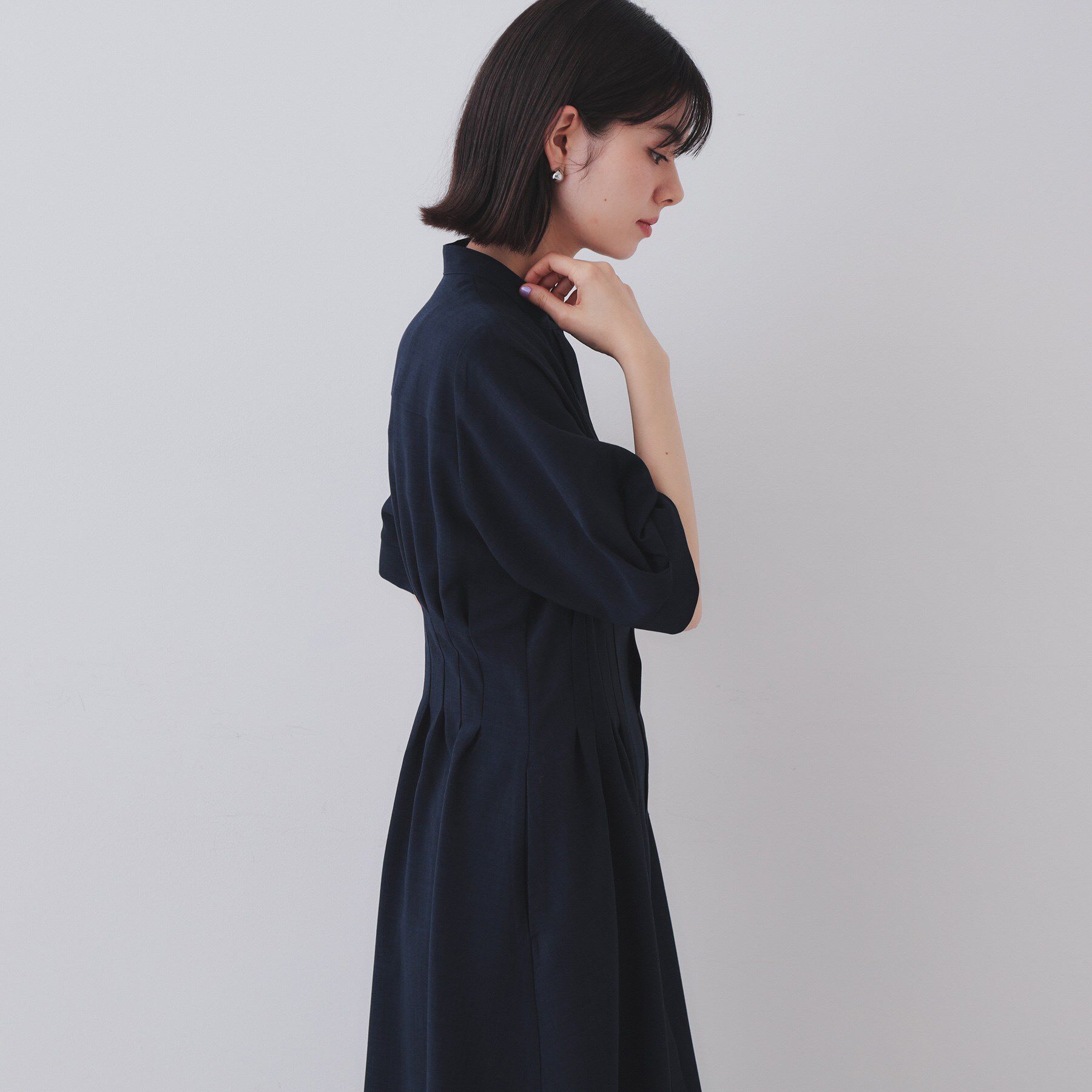 OPAQUE.CLIP「ピンタックフィット＆フレアワンピース【洗濯機洗い可】」|ワンピース|