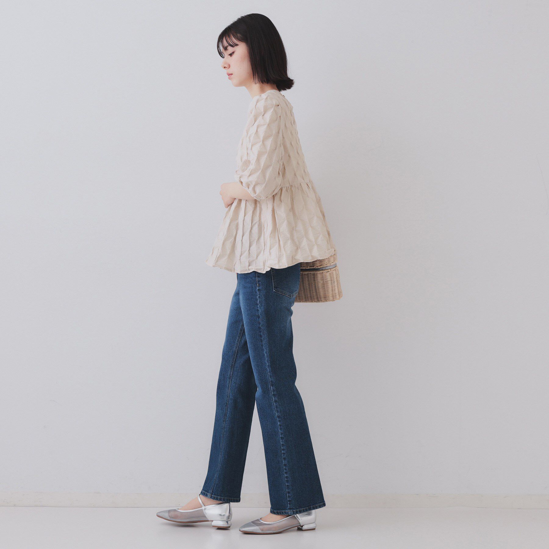 OPAQUE.CLIP「ふくれジャカードペプラムブラウス【洗濯機洗い可】」|シャツ・ブラウス|