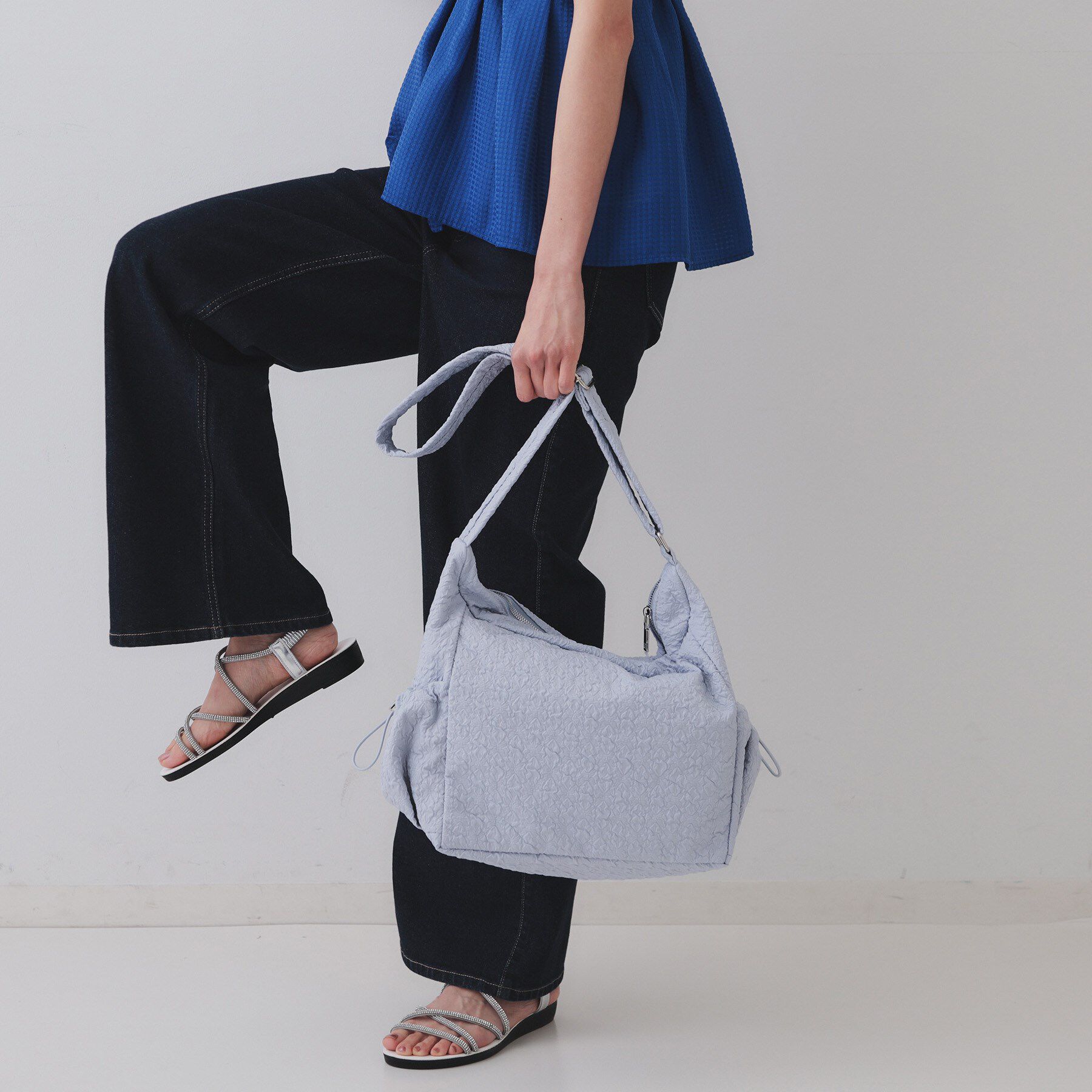 OPAQUE.CLIP「【2WAY／A4サイズ対応】ふくれジャカードショルダーバッグ」|ショルダー・メッセンジャー|サックスブルー(09