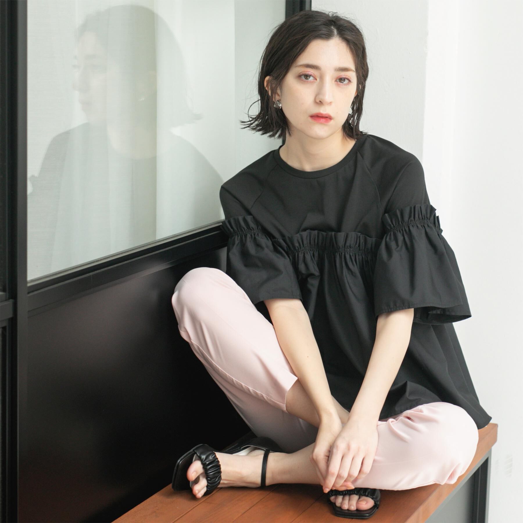 OPAQUE.CLIP「ギャザーフリルドッキングカットソー【洗濯機洗い可】」|Tシャツ・カットソー|