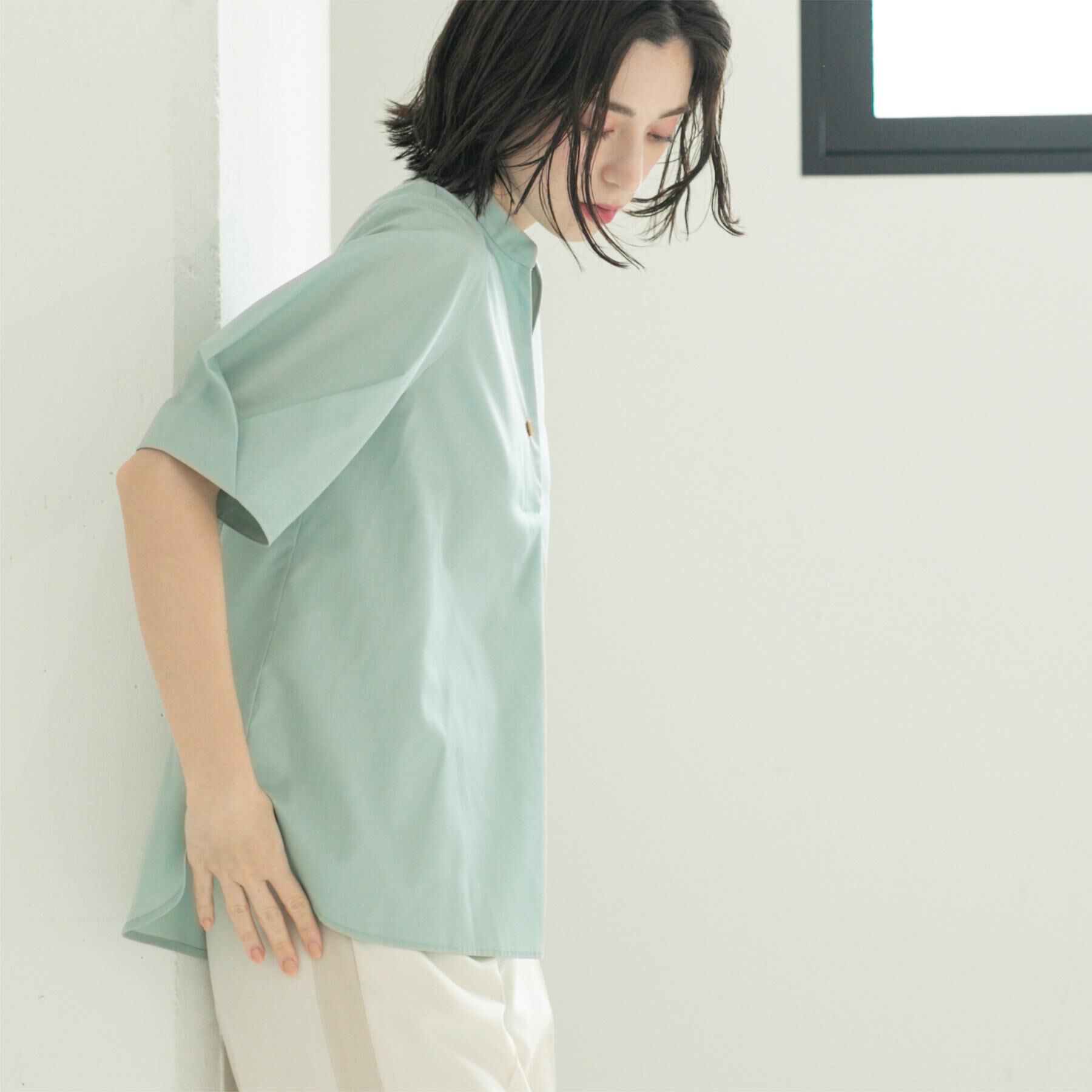 OPAQUE.CLIP「スキッパータックスリーブブラウス【洗濯機洗い可】」|シャツ・ブラウス|