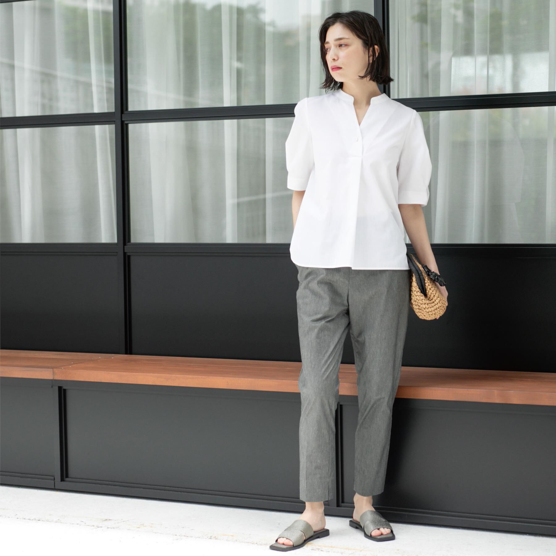 OPAQUE.CLIP「スキッパータックスリーブブラウス【洗濯機洗い可】」|シャツ・ブラウス|