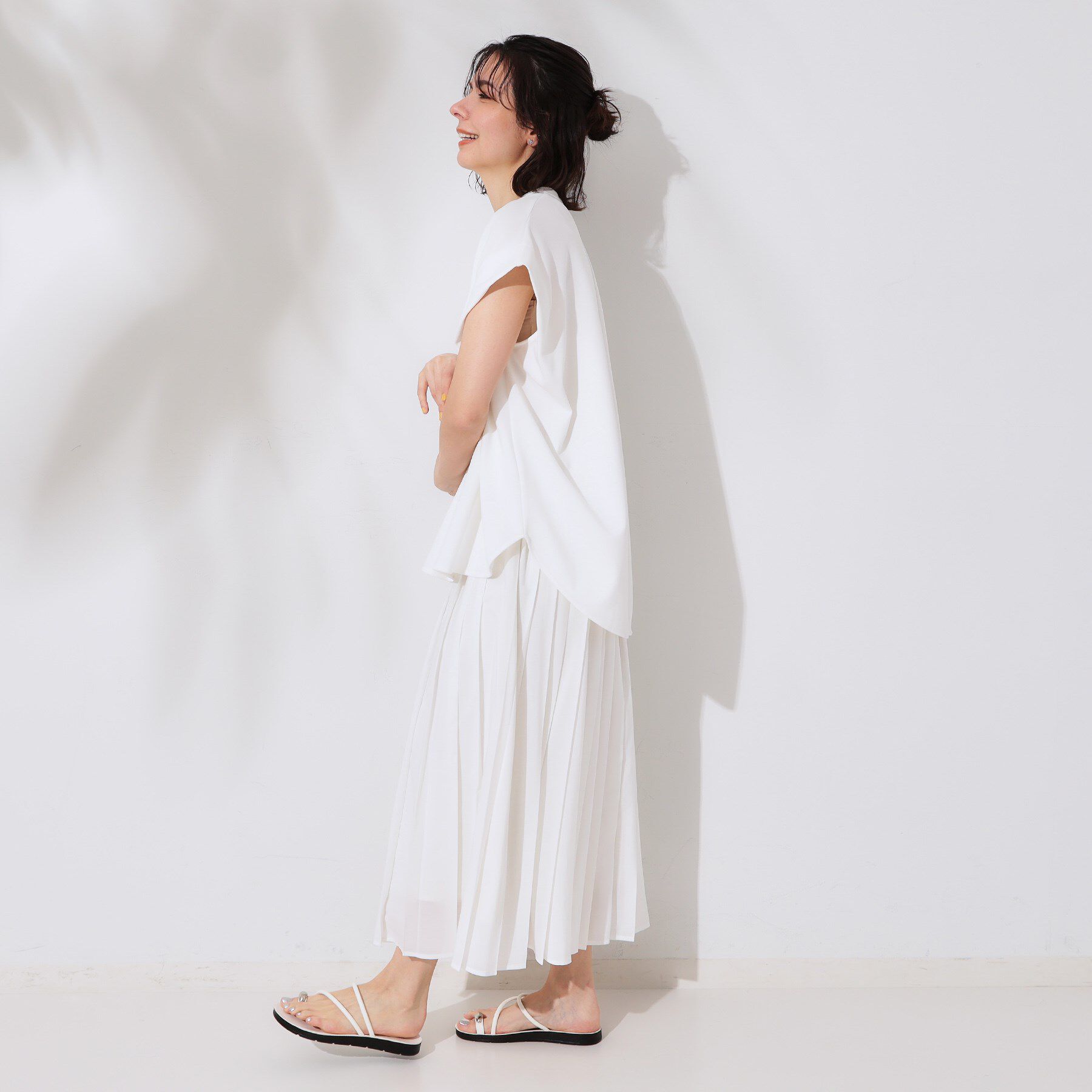 OPAQUE.CLIP「スキッパーフレンチスリーブトップス【UV/吸水速乾/洗濯機洗い可】」|Tシャツ・カットソー|