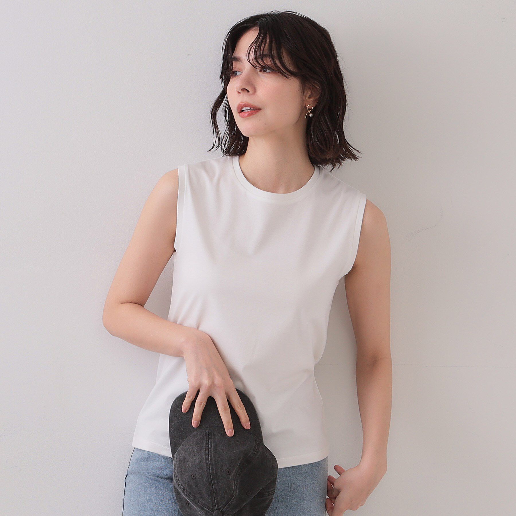 OPAQUE.CLIP「《5色展開》ベーシックノースリーブトップス【接触冷感/洗濯機洗い可】」|キャミソール|