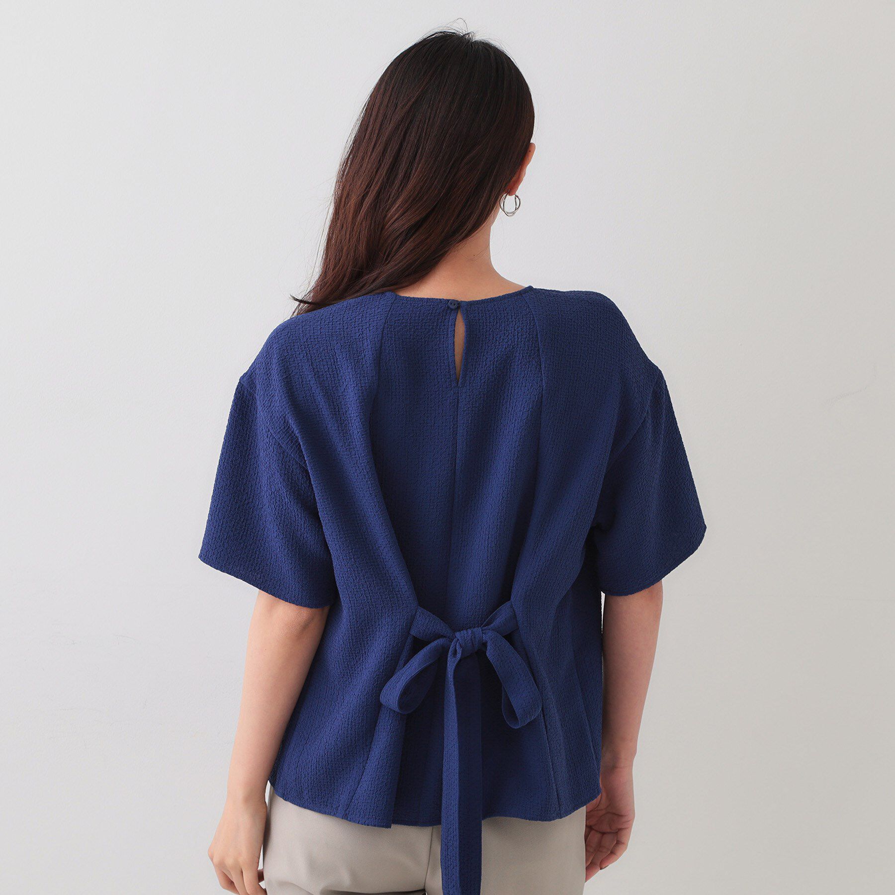 OPAQUE.CLIP「ストレッチジャカード2WAYリボントップス/セットアップ対応可【洗濯機洗い可】」|シャツ・ブラウス|