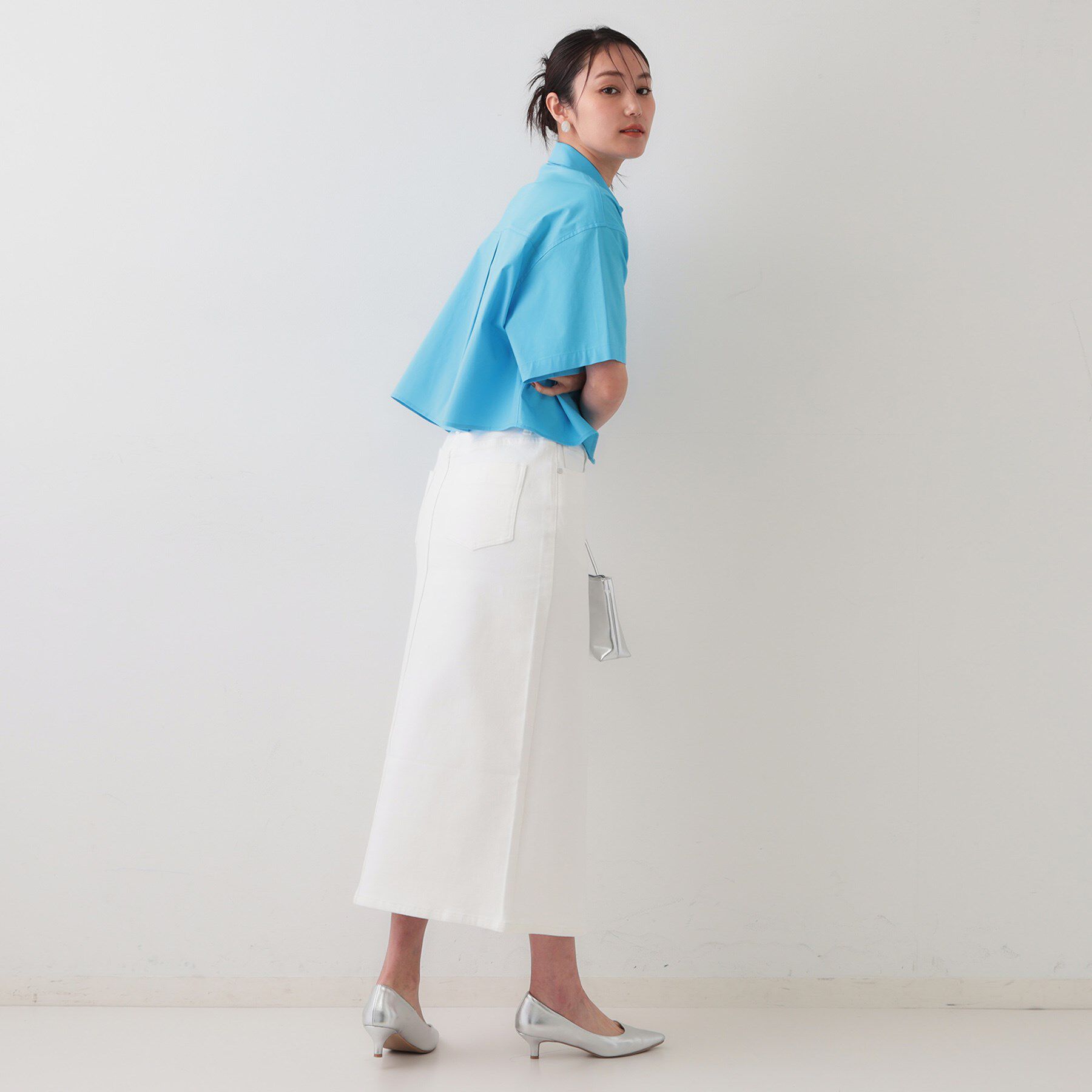 OPAQUE.CLIP「クロップドハーフスリーブシャツ【洗濯機洗い可】」|シャツ・ブラウス|