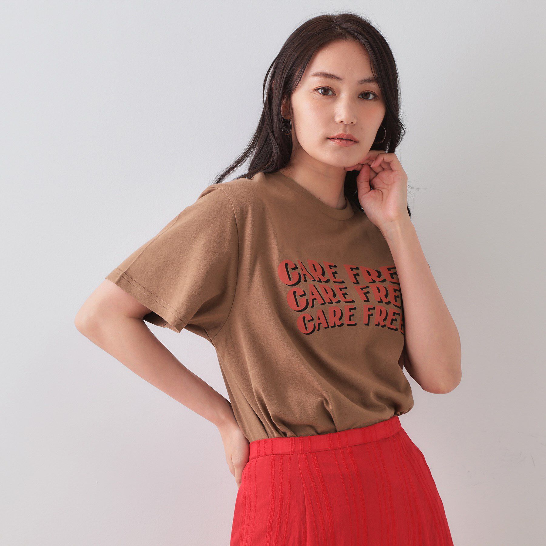 OPAQUE.CLIP「カラーロゴTシャツ【洗濯機洗い可】」|Tシャツ・カットソー|ブラウン(043)