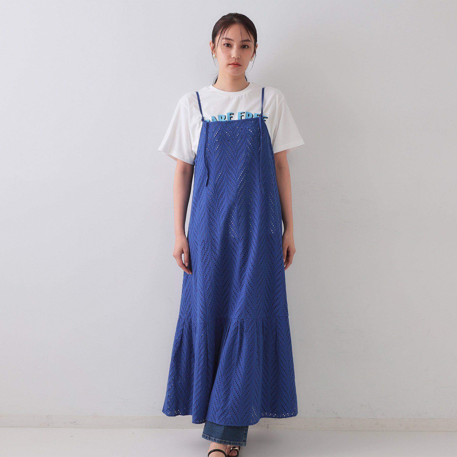 OPAQUE.CLIP「インドコットンアイレット刺繍キャミワンピース【洗える】」|ワンピース|