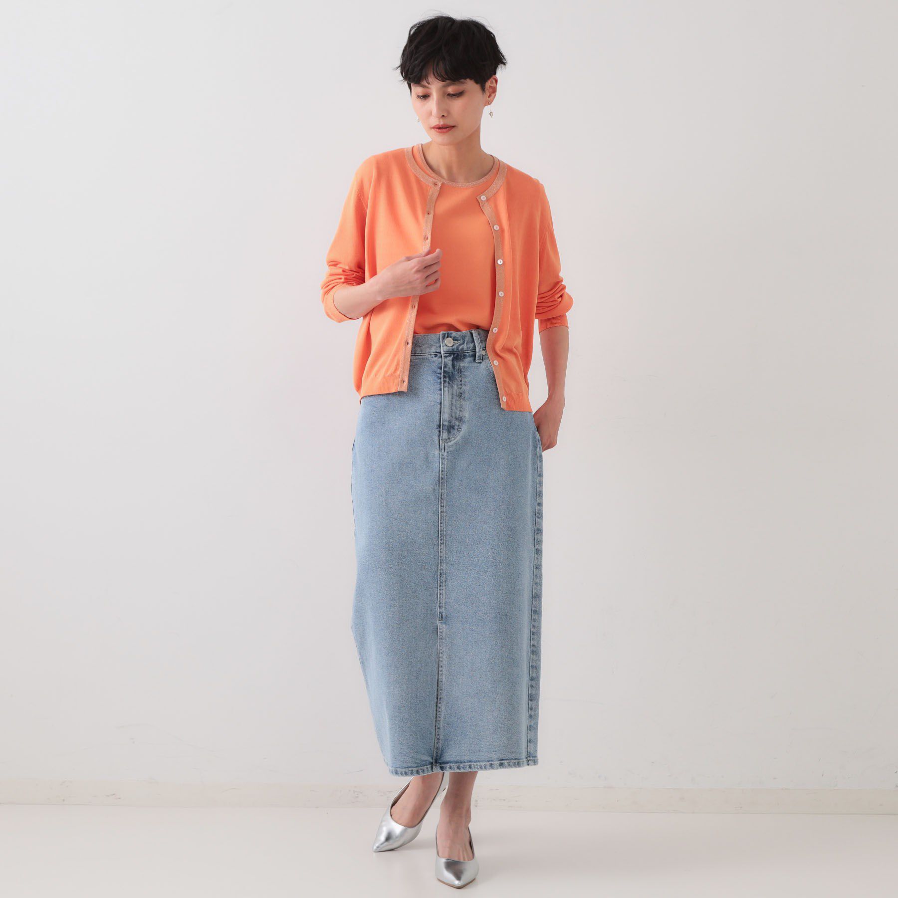 OPAQUE.CLIP「配色ラメニットカーディガン/アンサンブル対応【洗濯機洗い可/抗ピル】」|カーディガン|