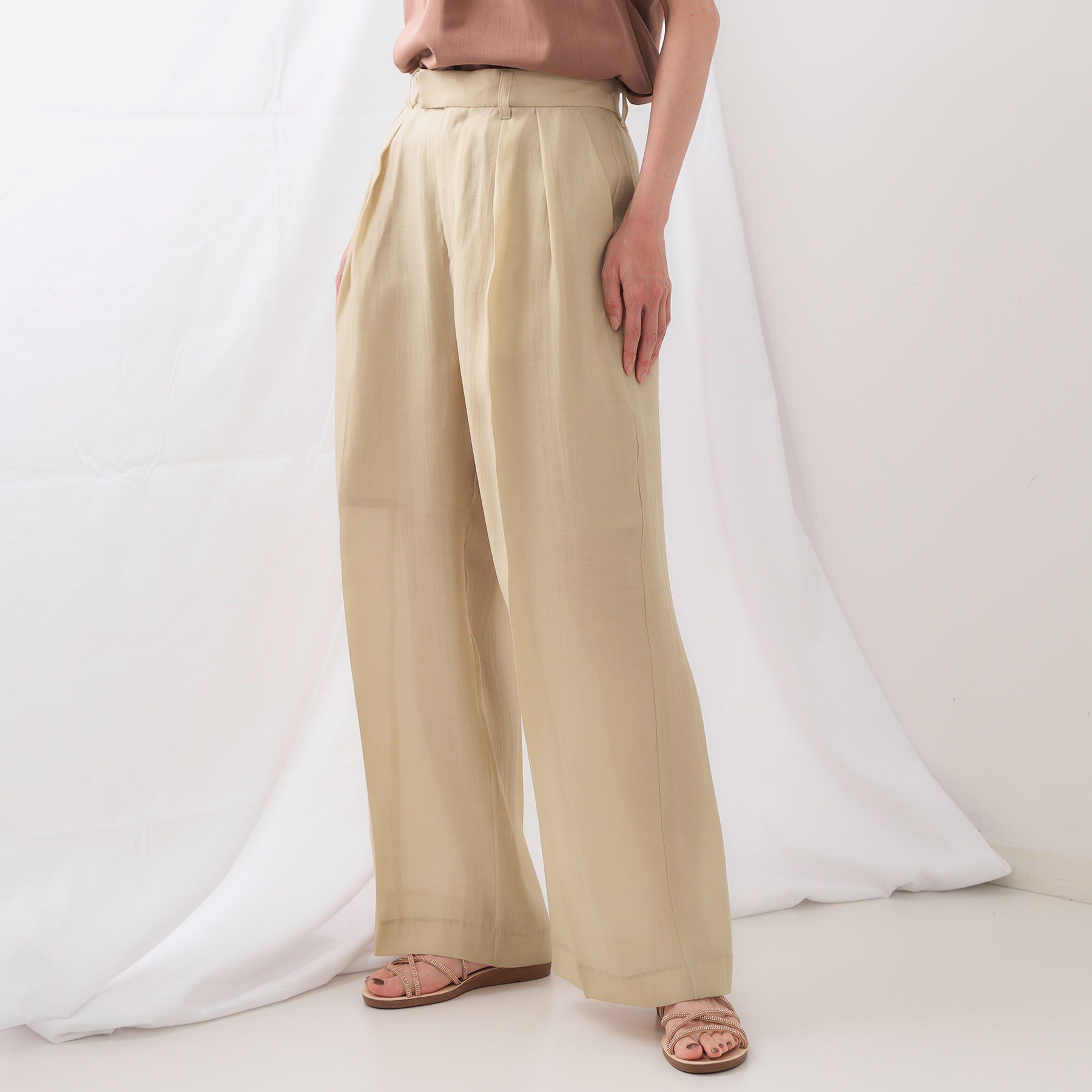 OPAQUE.CLIP「シアータックワイドパンツ【洗濯機洗い可】」|その他|ライトベージュ(05