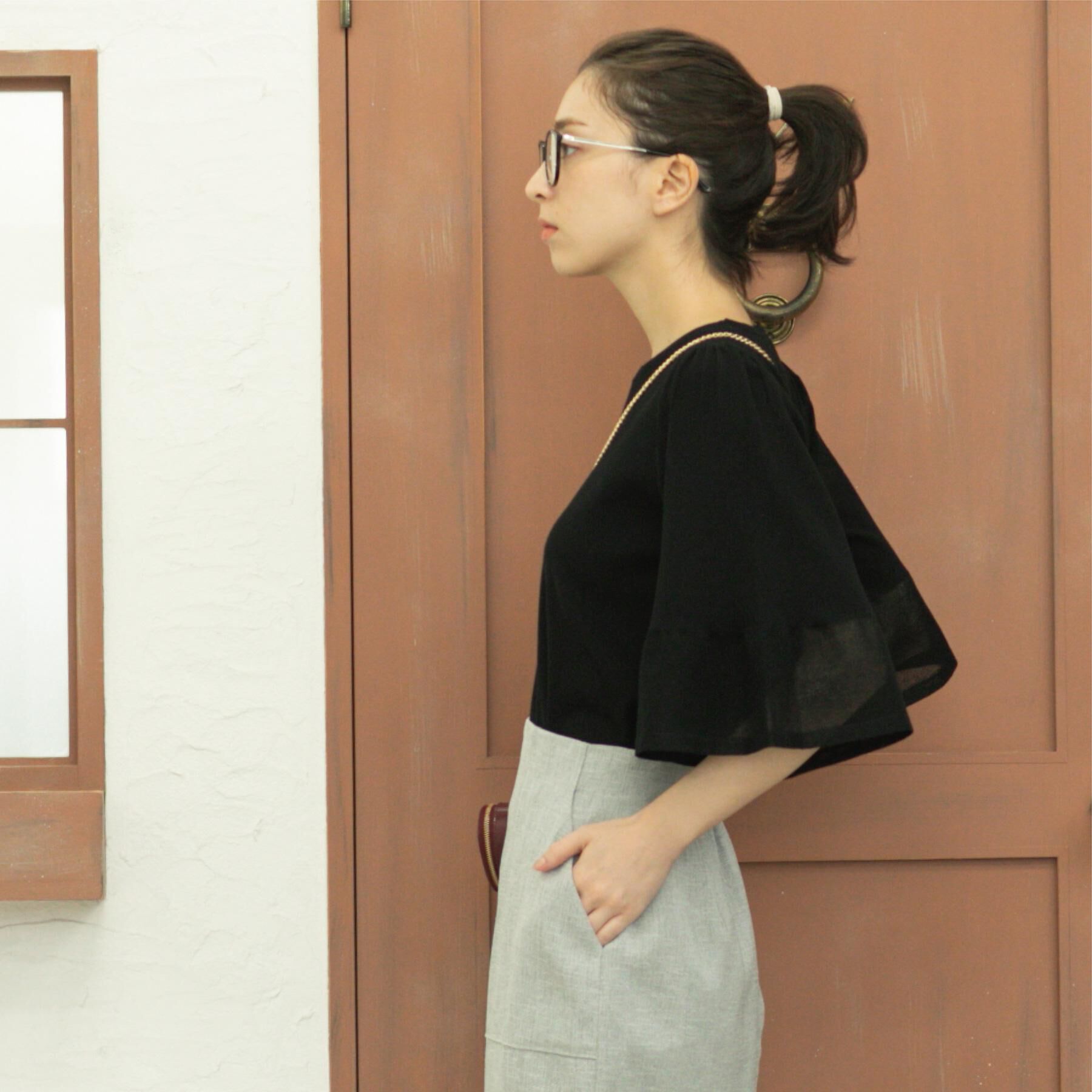 OPAQUE.CLIP「《5色展開》シアーフレアスリーブニット【洗濯機洗い可】」|ニット・セーター|