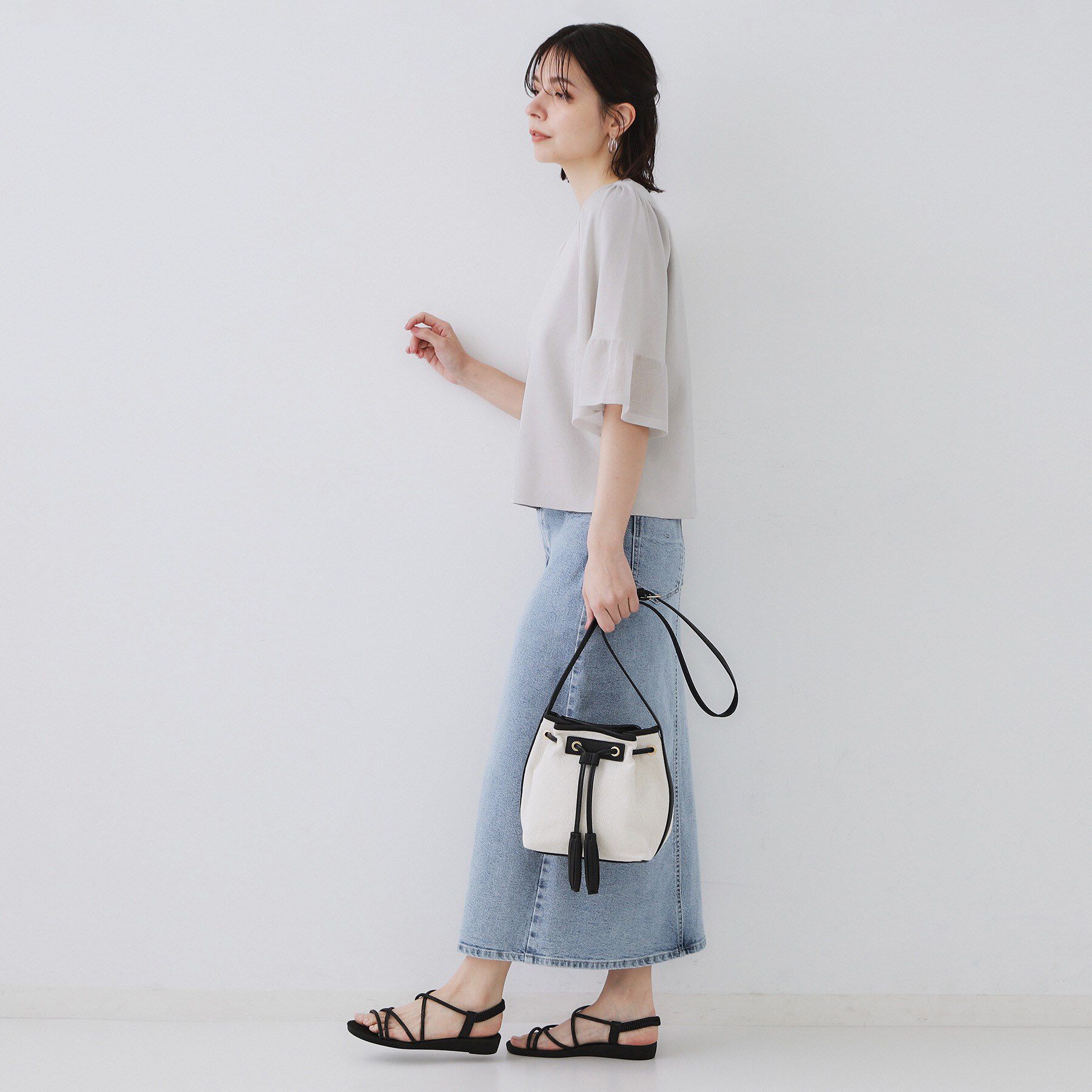 OPAQUE.CLIP「《5色展開》シアーフレアスリーブニット【洗濯機洗い可】」|ニット・セーター|