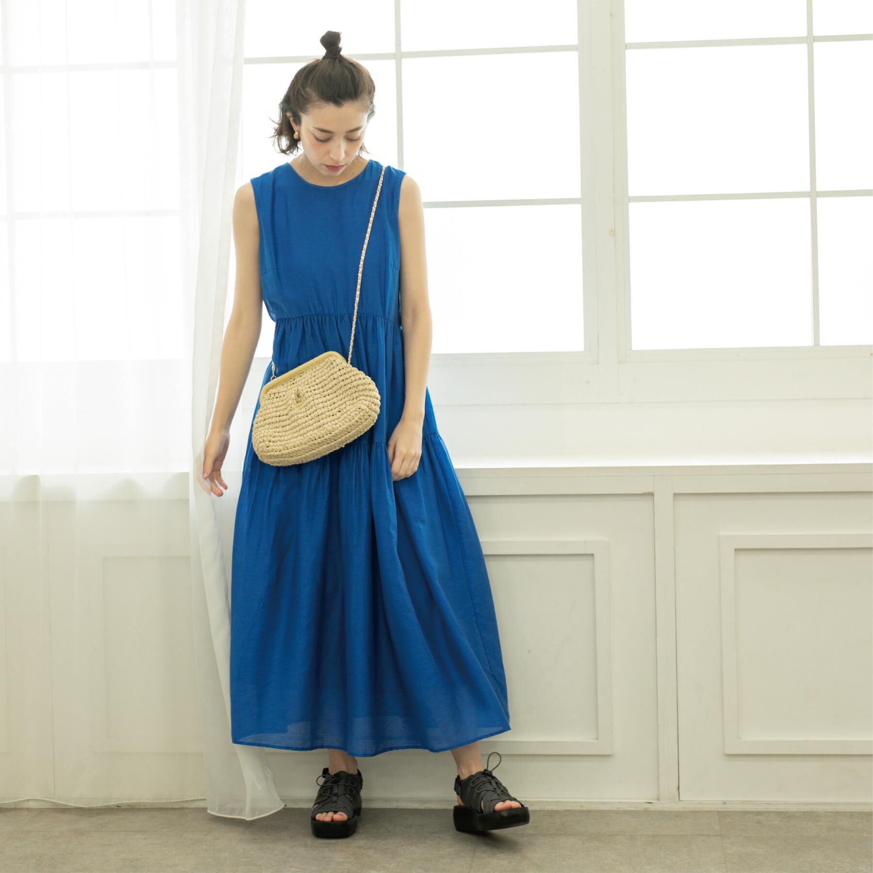 OPAQUE.CLIP「麻混シアーギャザーティアードワンピース【洗濯機洗い可】」|ワンピース|