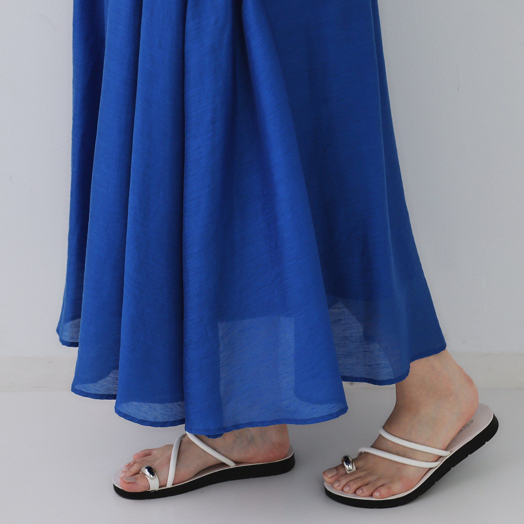 OPAQUE.CLIP「麻混シアーギャザーフレアスカート【洗濯機洗い可】」|スカート|