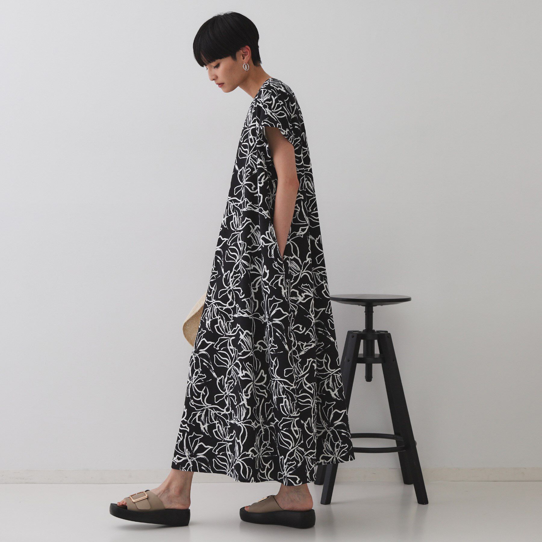 OPAQUE.CLIP「手書き風プリントワンピース【洗濯機洗い可】」|ワンピース|