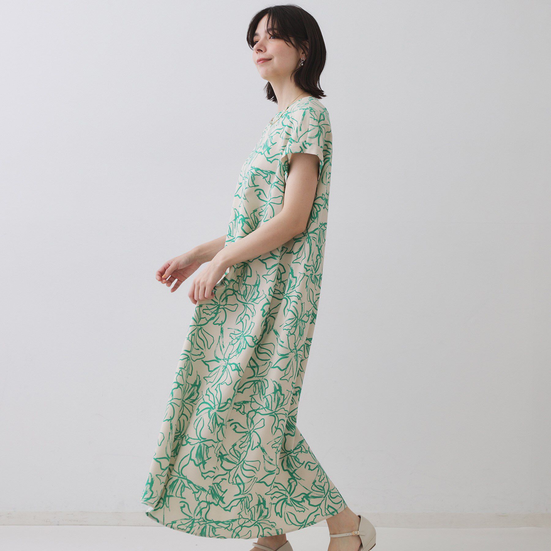 OPAQUE.CLIP「手書き風プリントワンピース【洗濯機洗い可】」|ワンピース|