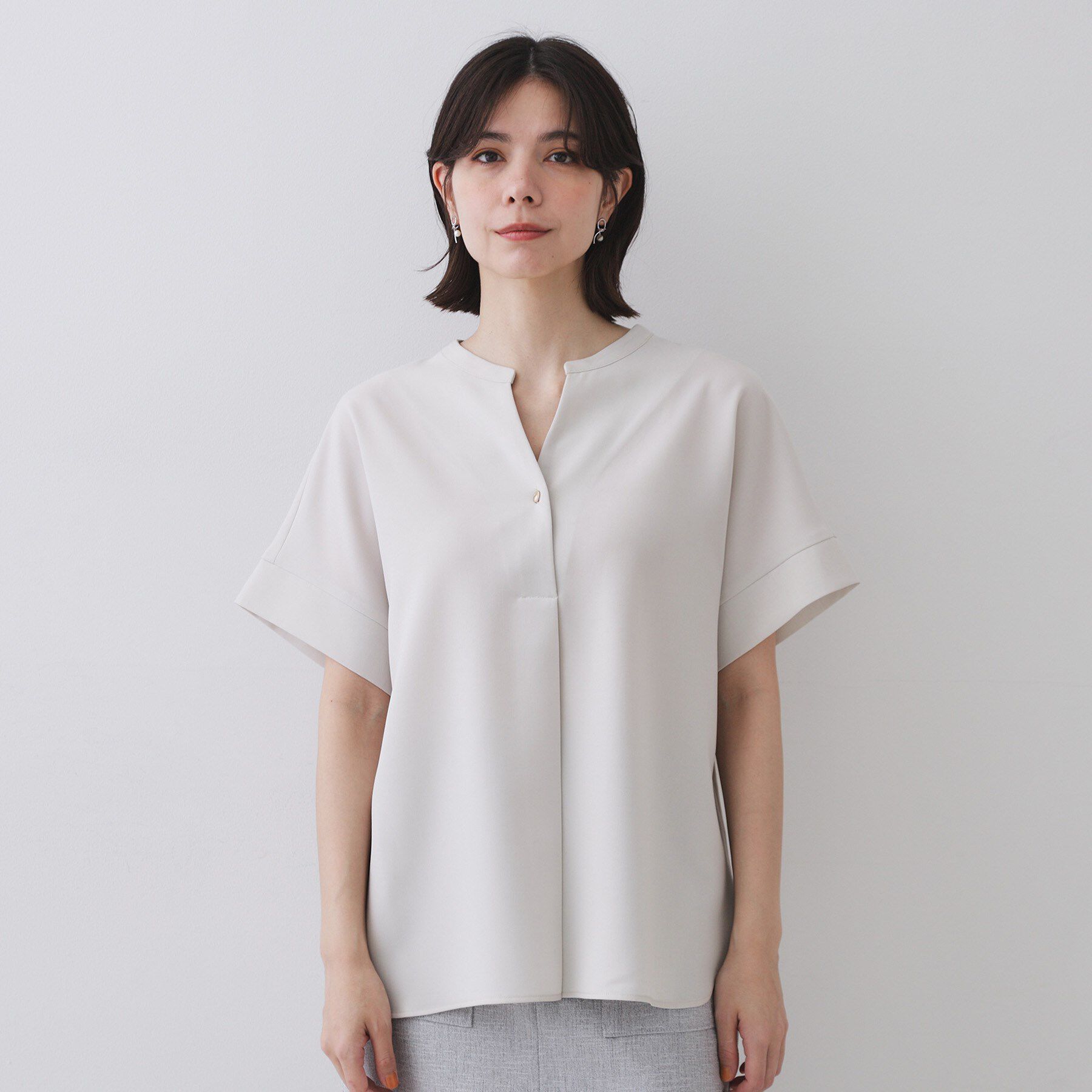 OPAQUE.CLIP「スキッパーブラウス【防シワ/ストレッチ/洗濯機OK】《5色展開/SS-LLサイズ/セットアップ対応》」|シャツ・ブラウス|