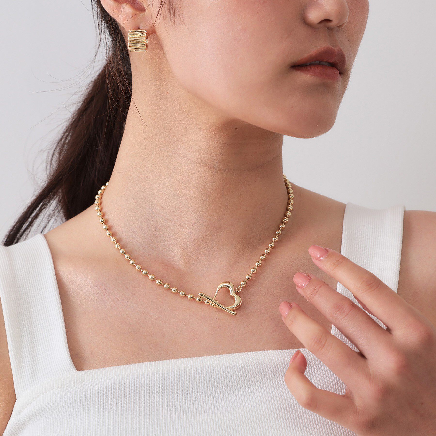 OPAQUE.CLIP「ハートマンテル ボールチェーンネックレス」|ネックレス|