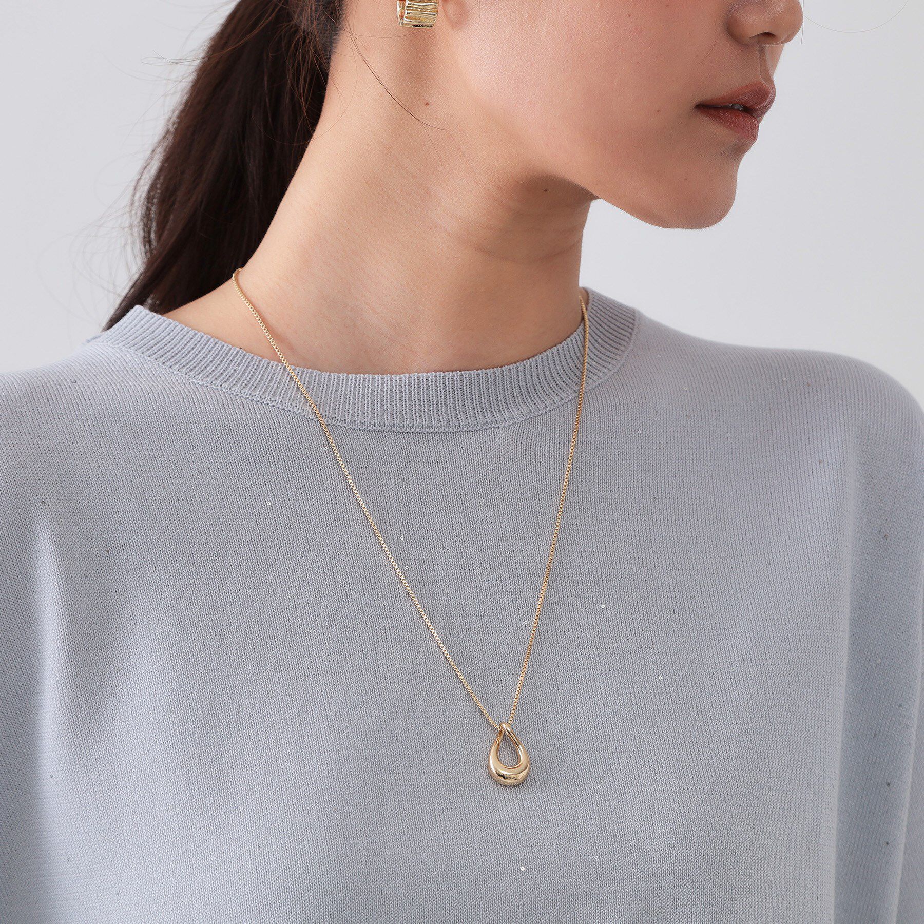 OPAQUE.CLIP「【2WAY】Y字しずくメタルネックレス」|ネックレス|