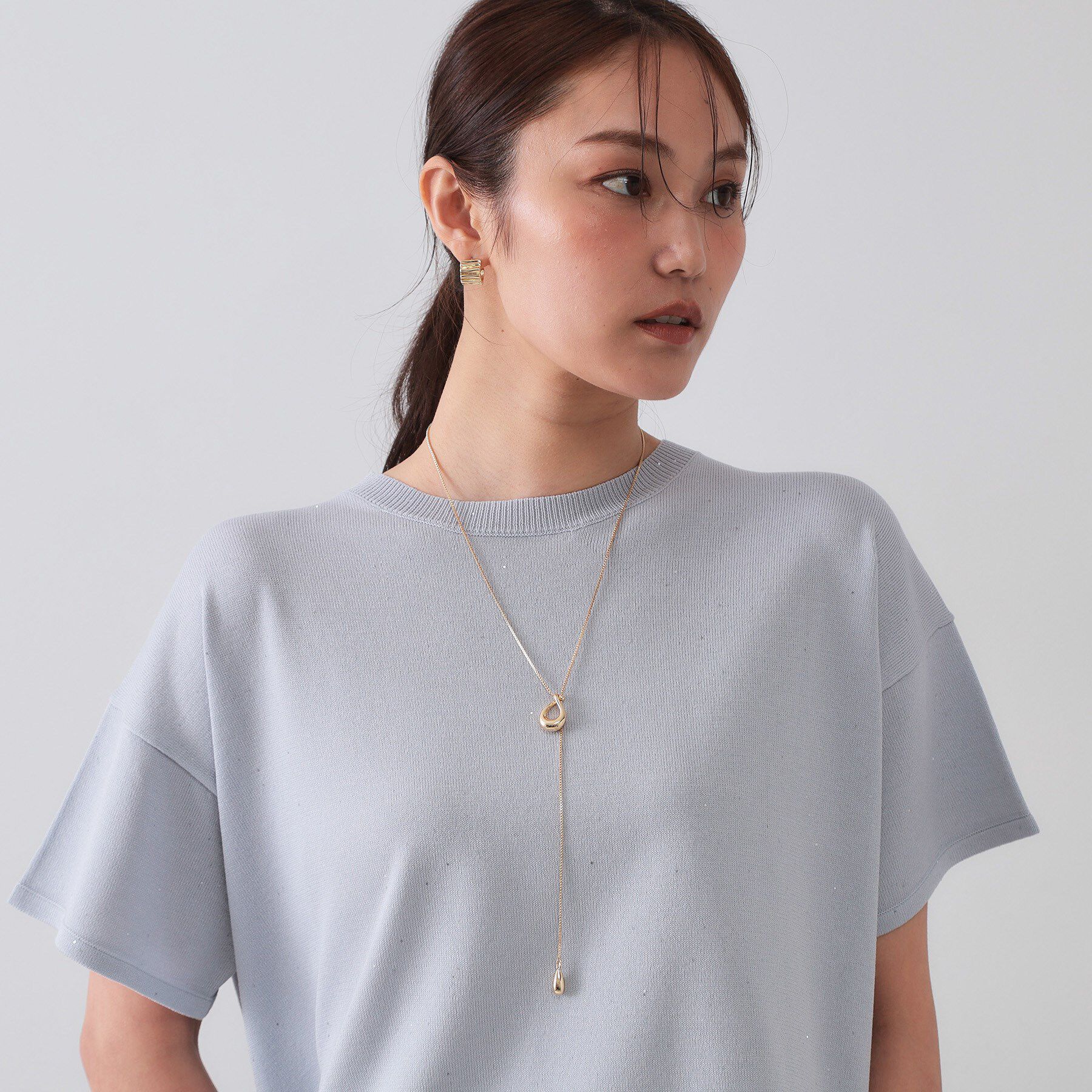 OPAQUE.CLIP「【2WAY】Y字しずくメタルネックレス」|ネックレス|