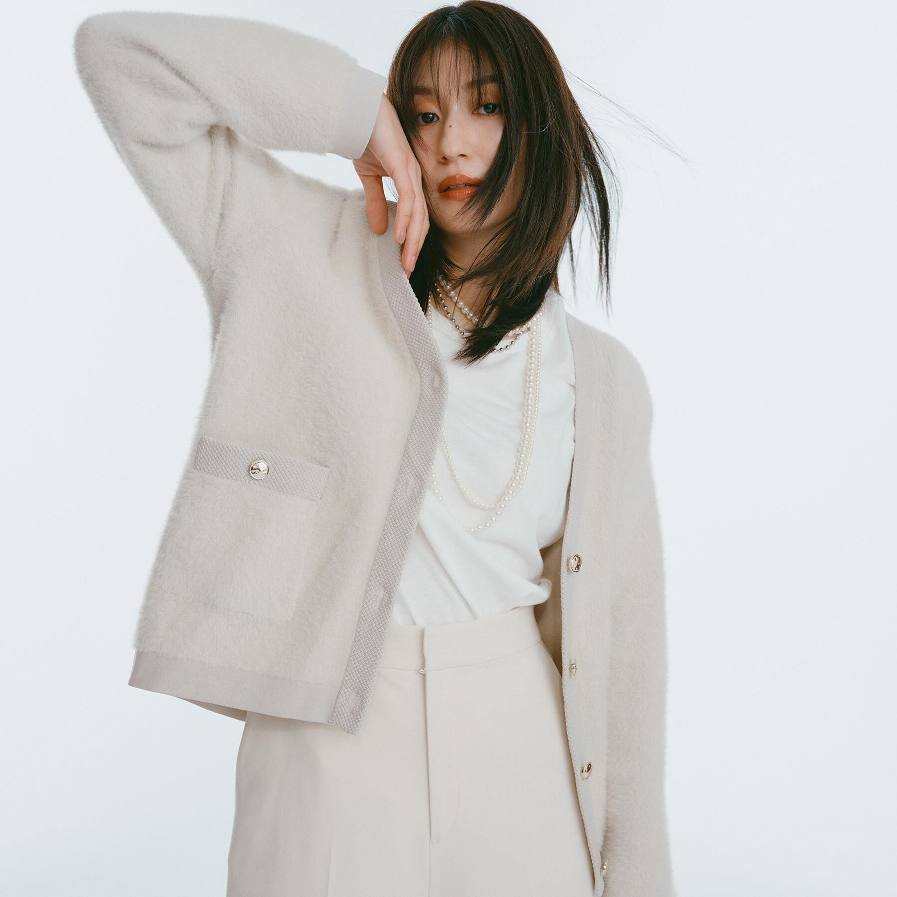 OPAQUE.CLIP「【3WAY】2連フェイクパール ショート＆ロング ネックレス」|ネックレス|