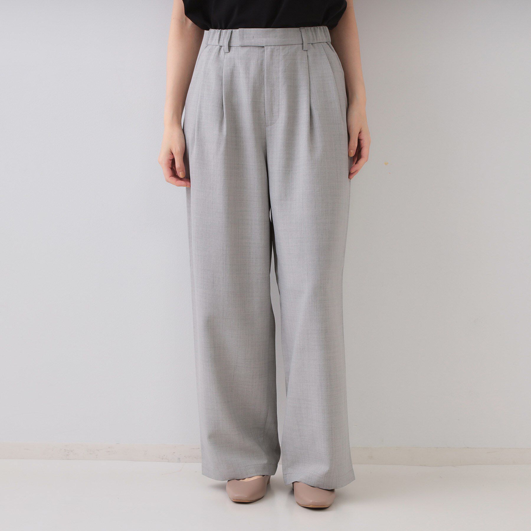 OPAQUE.CLIP「リネンライクタックワイドパンツ【洗濯機洗い可】」|その他|