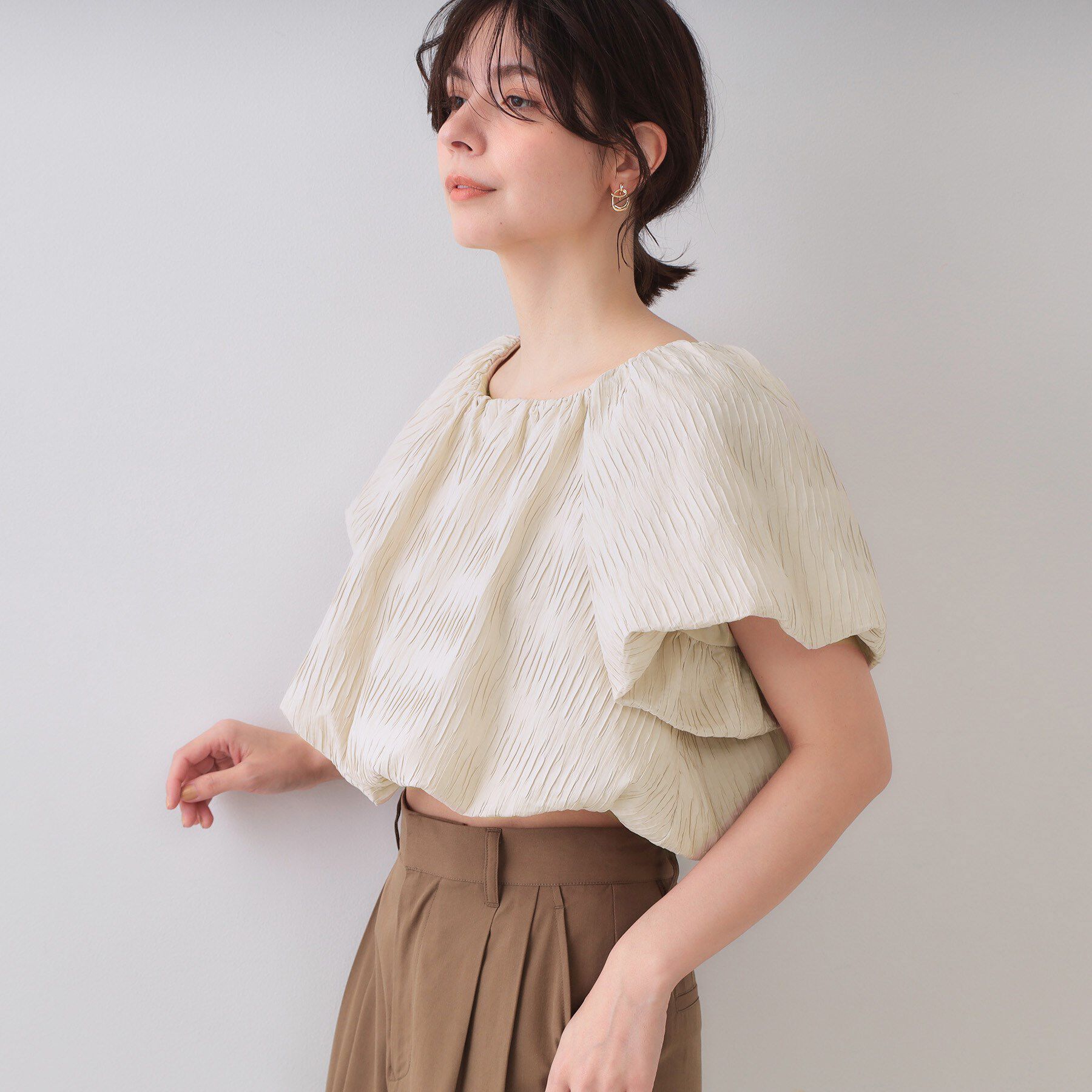 OPAQUE.CLIP「ふくれジャカードバルーンブラウス【洗濯機洗い可】」|シャツ・ブラウス|