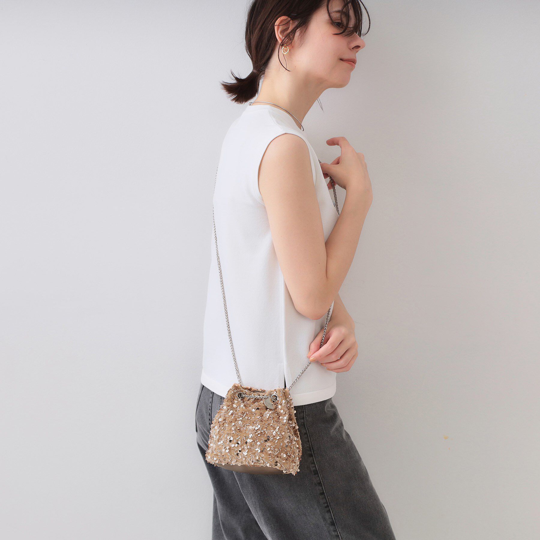 OPAQUE.CLIP「【2WAY】素材アソートシャイニー巾着ミニショルダーバッグ」|ショルダー・メッセンジャー|