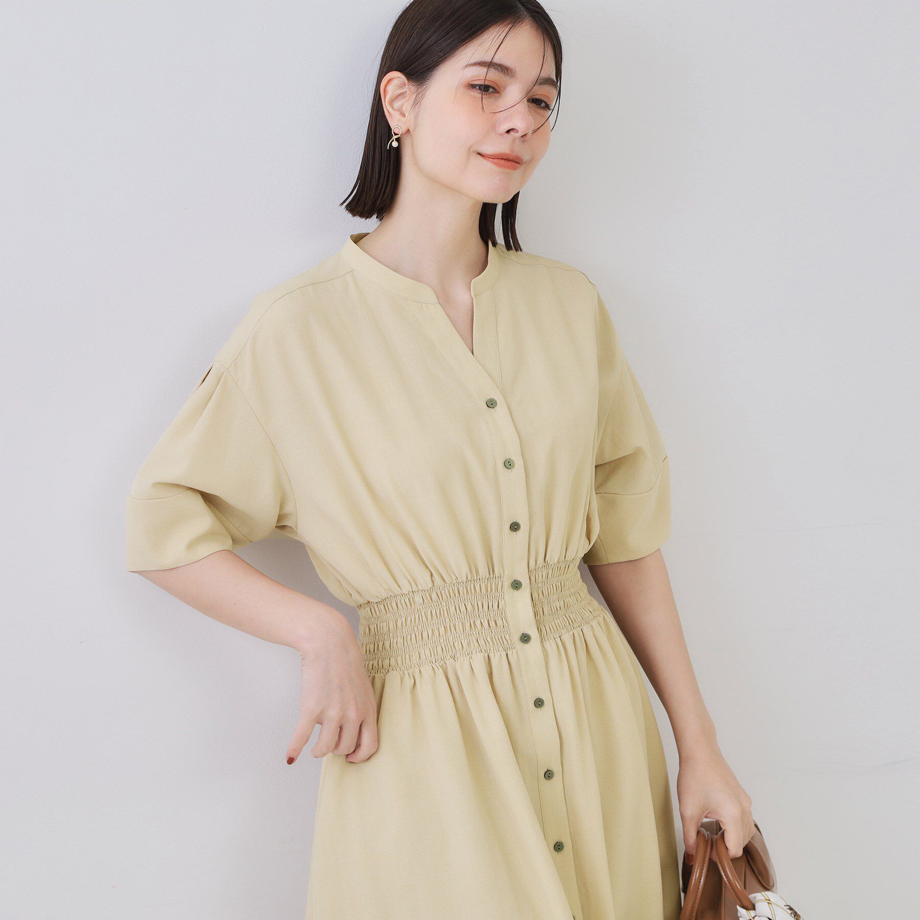 OPAQUE.CLIP「リネンライクスキッパーフィット＆フレアワンピース【洗濯機洗い可】」|ワンピース|