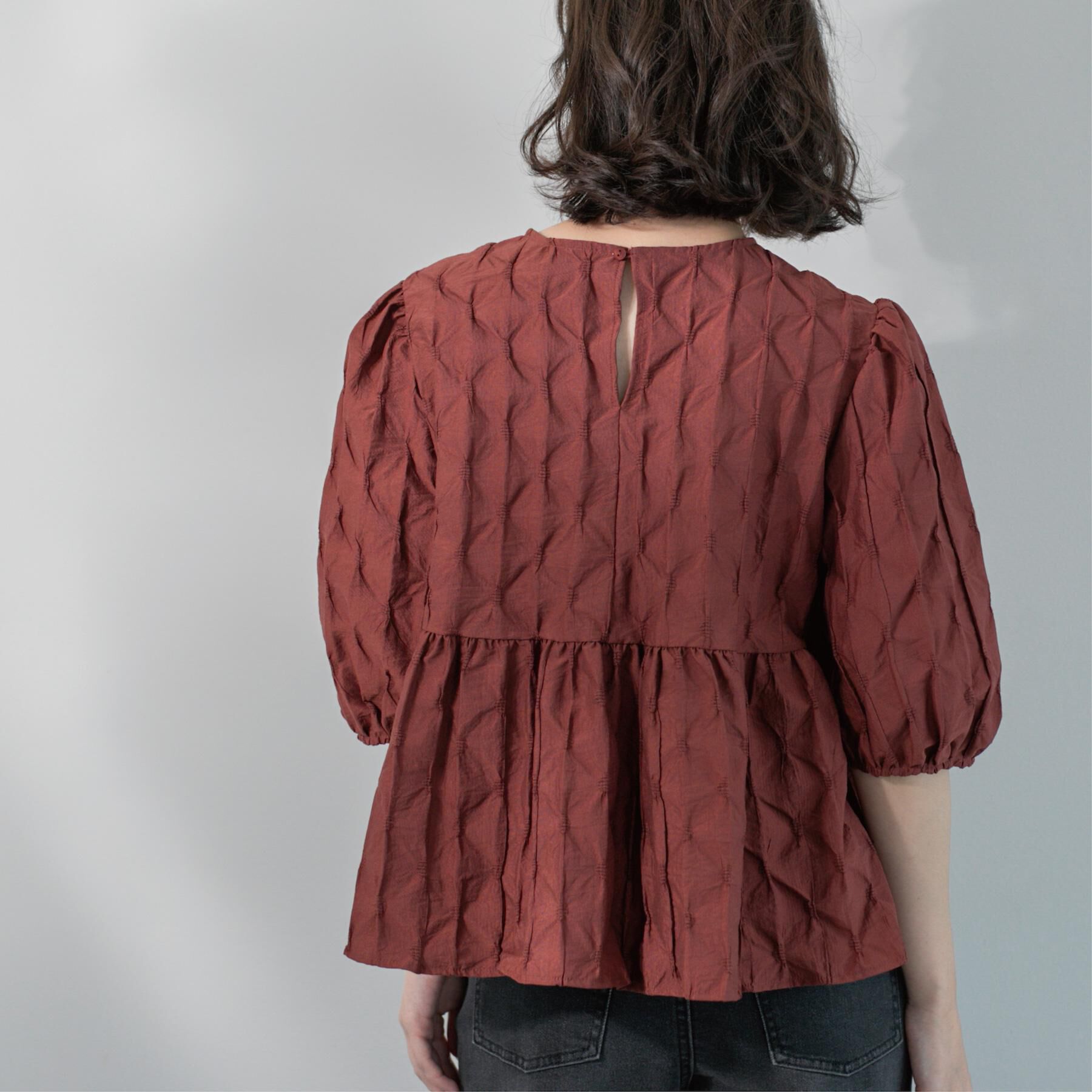 OPAQUE.CLIP「ふくれジャカードペプラムブラウス【洗濯機洗い可】」|シャツ・ブラウス|