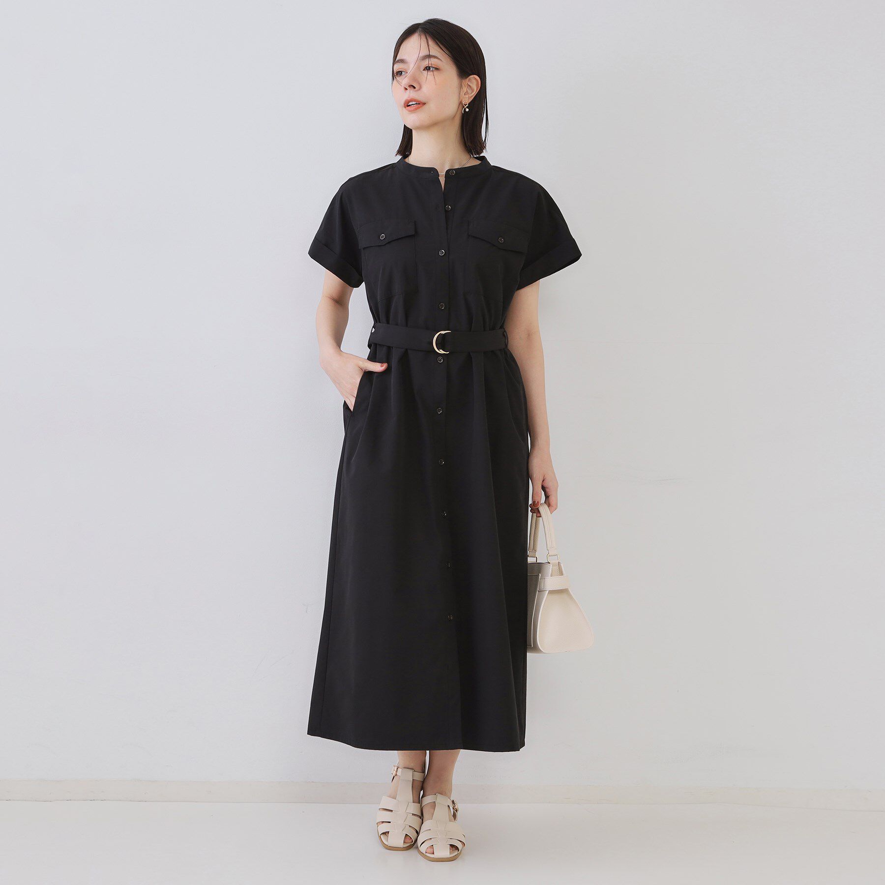OPAQUE.CLIP「ダブルポケットシャツワンピース【洗濯機洗い可】」|ワンピース|