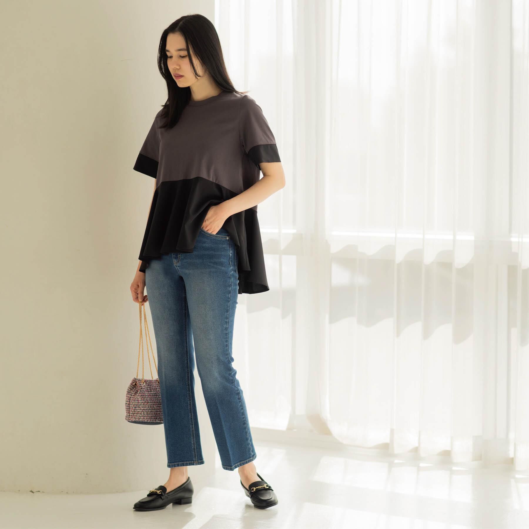 OPAQUE.CLIP「ストレッチセミフレアデニム【洗濯機洗い可】《SS～LL》」|デニム|