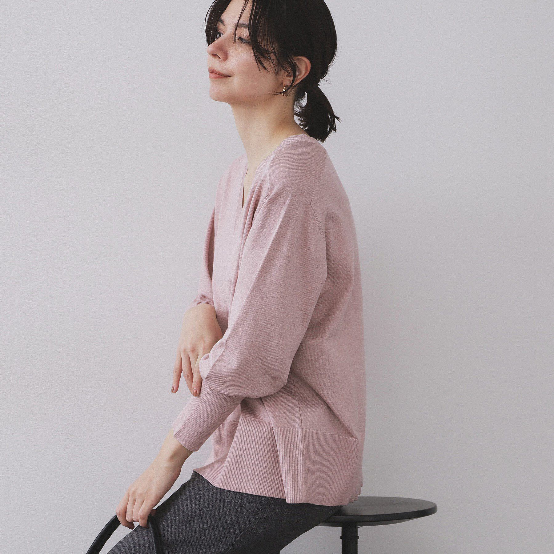 OPAQUE.CLIP「リラクシーVネックニット【洗濯機洗OK】《6col》」|ニット・セーター|