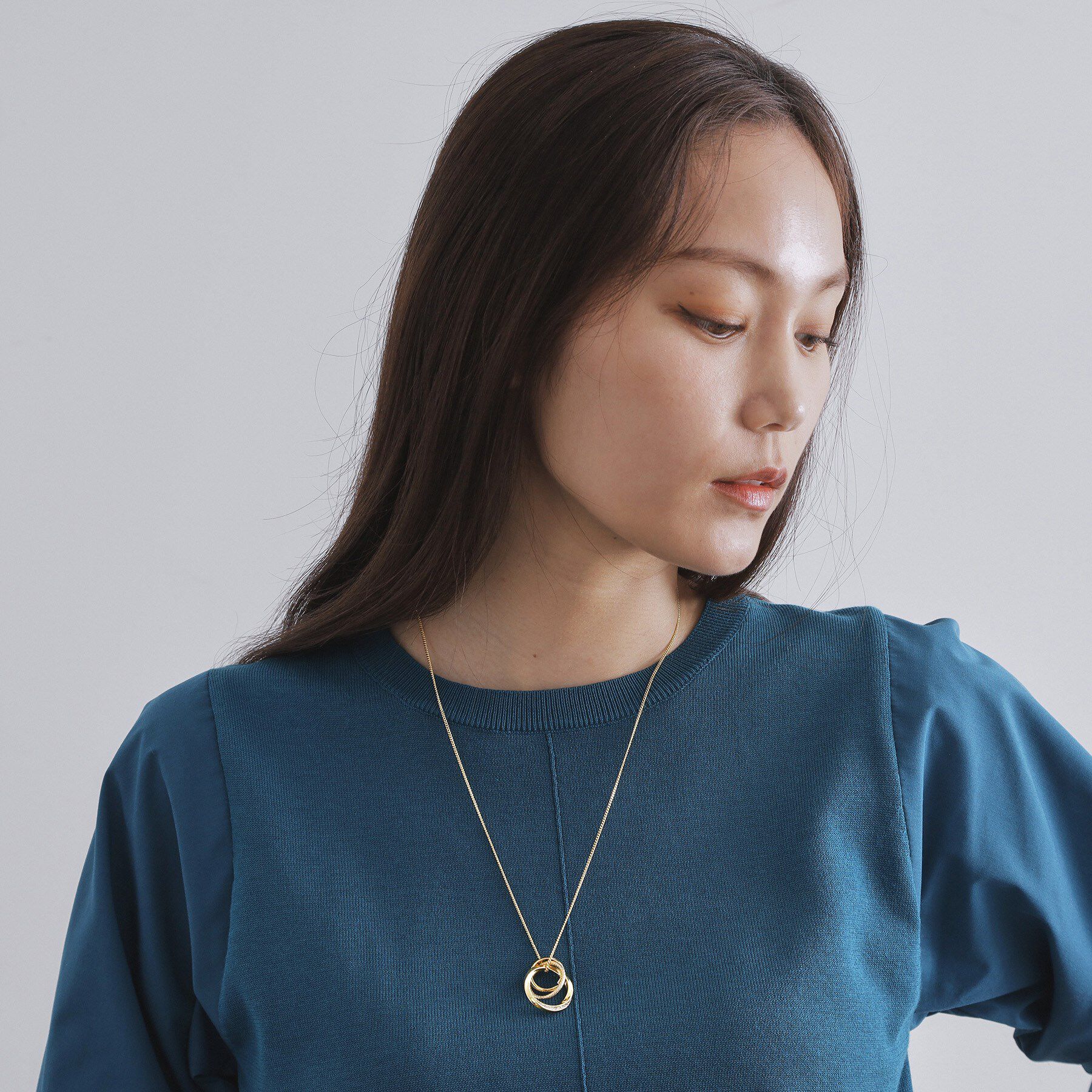 OPAQUE.CLIP「トリプルリングビジューネックレス」|ネックレス|