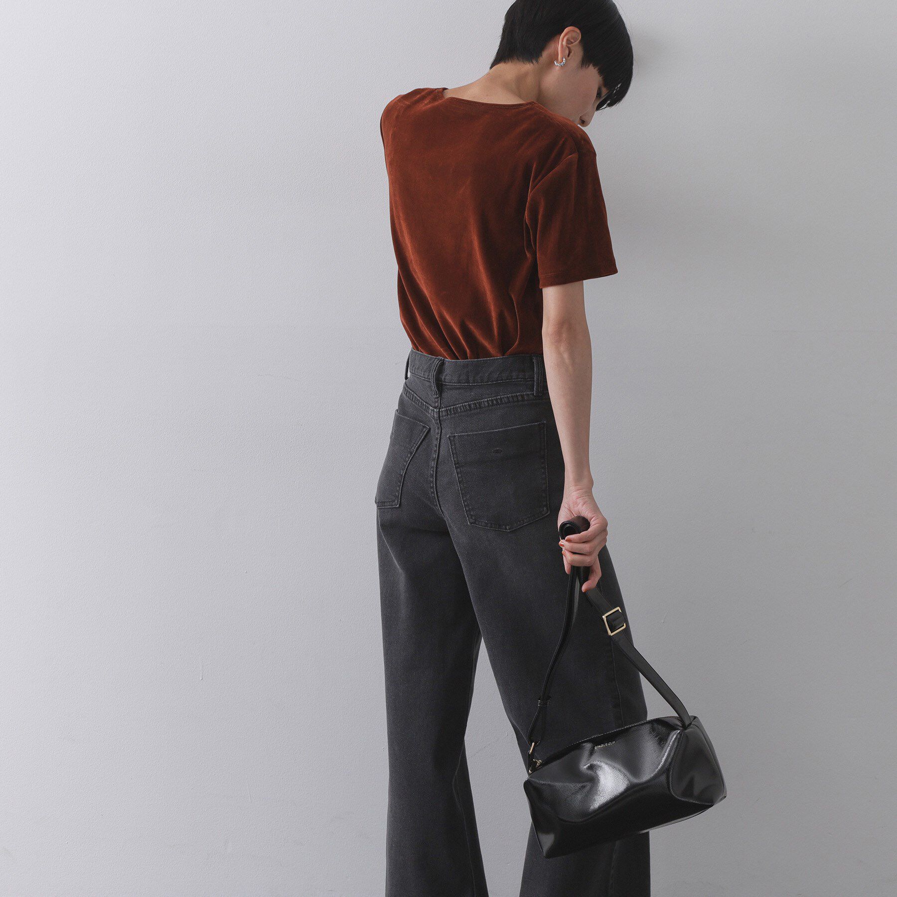 OPAQUE.CLIP「【2WAY】エナメルワイドスクエアボストンバッグ」|ショルダー・メッセンジャー|