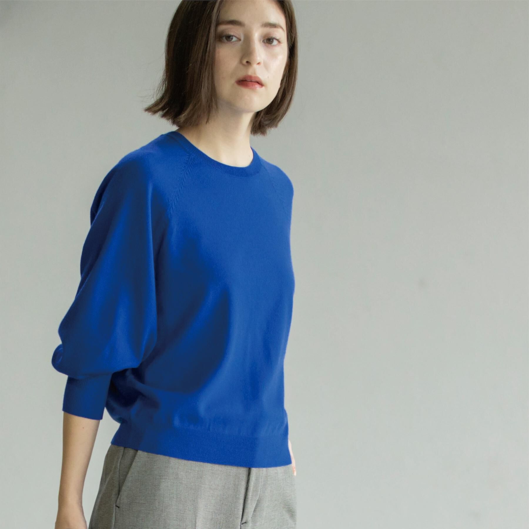 OPAQUE.CLIP「ラグランクルーネックニット/エクストラファインメリノウール【THEシリーズ/洗濯機OK】」|ニット・セーター|