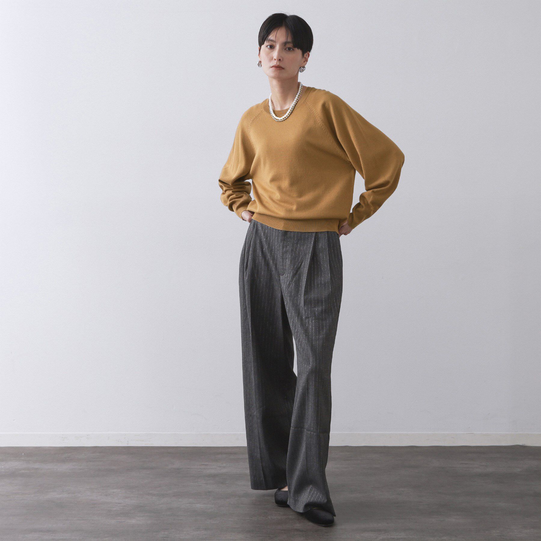 OPAQUE.CLIP「ラグランクルーネックニット/エクストラファインメリノウール【THEシリーズ/洗濯機OK】」|ニット・セーター|