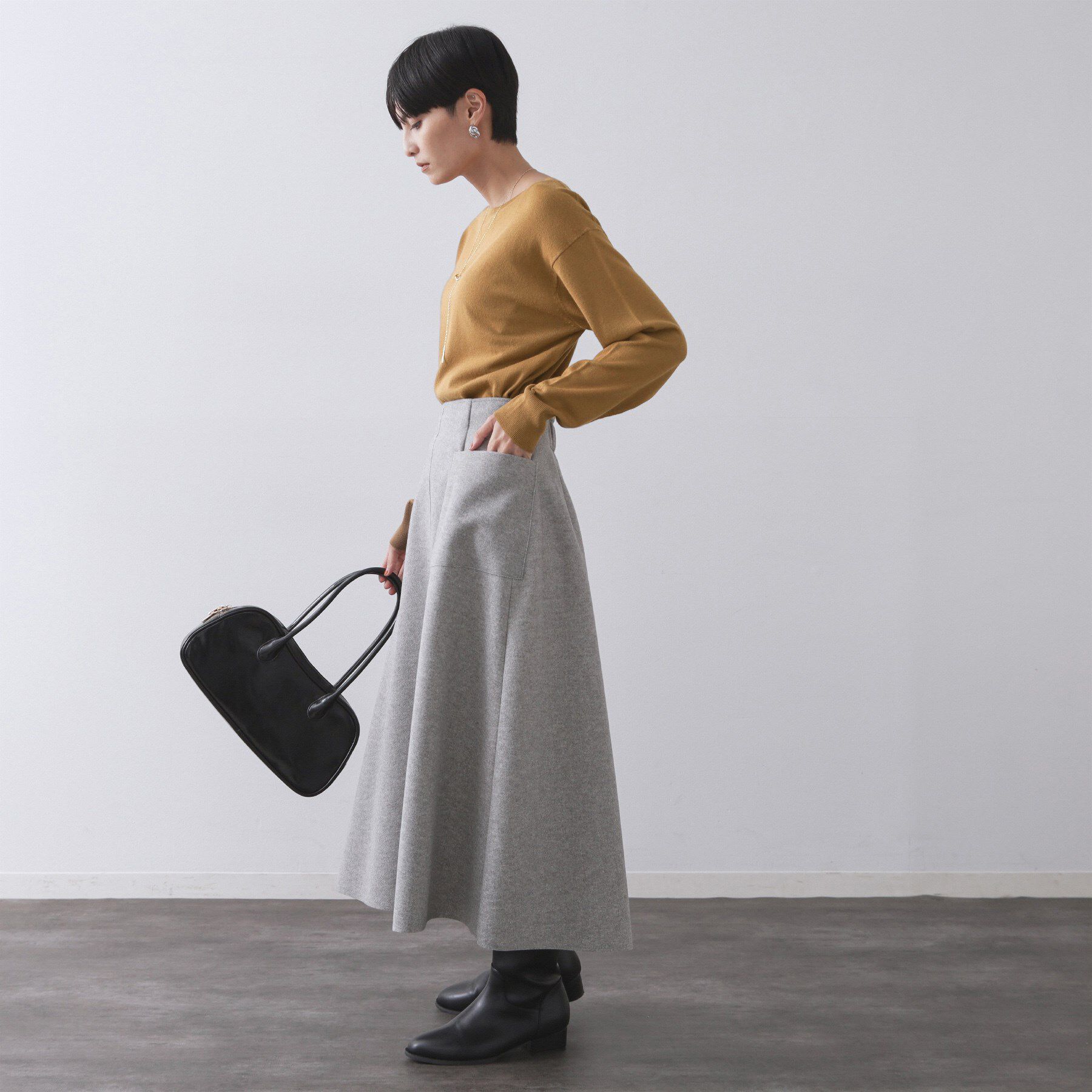 OPAQUE.CLIP「ボートネックニット/エクストラファインメリノウール【THEシリーズ/洗濯機OK】」|ニット・セーター|