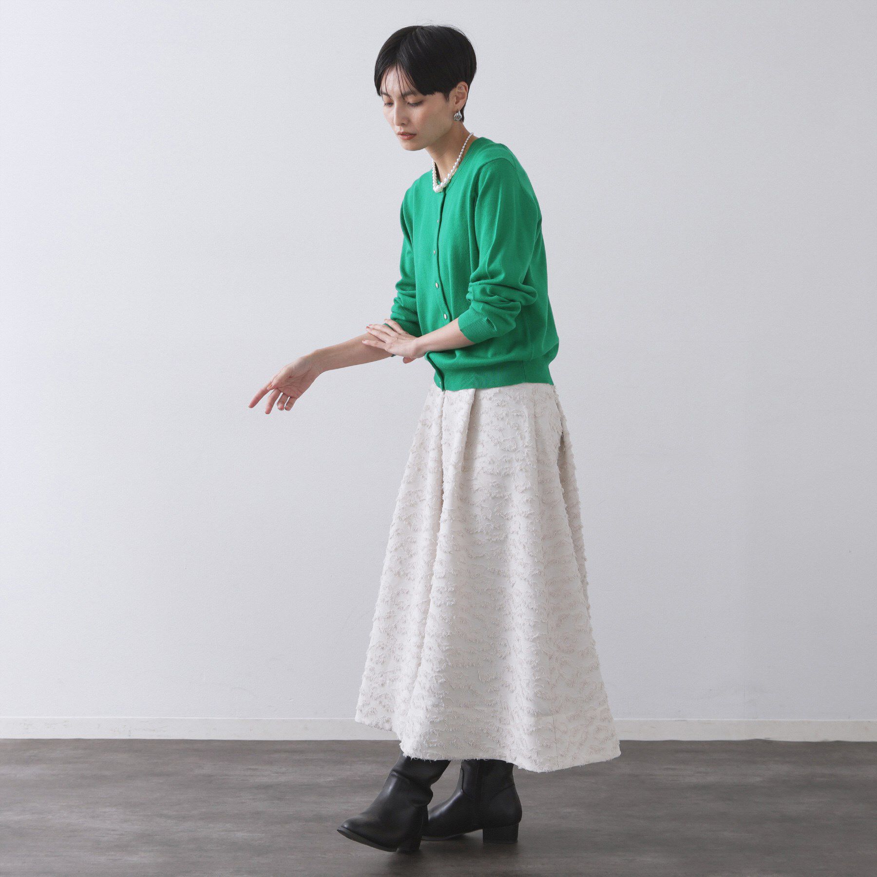 OPAQUE.CLIP「クルーニットカーディガン/エクストラファインメリノウール【THEシリーズ/洗濯機OK】」|カーディガン|