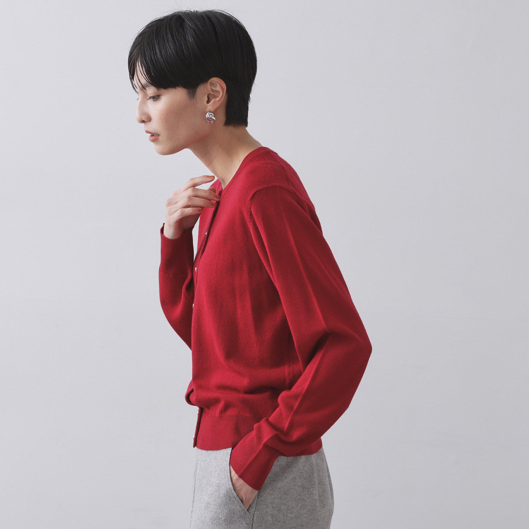 OPAQUE.CLIP「クルーニットカーディガン/エクストラファインメリノウール【THEシリーズ/洗濯機OK】」|カーディガン|