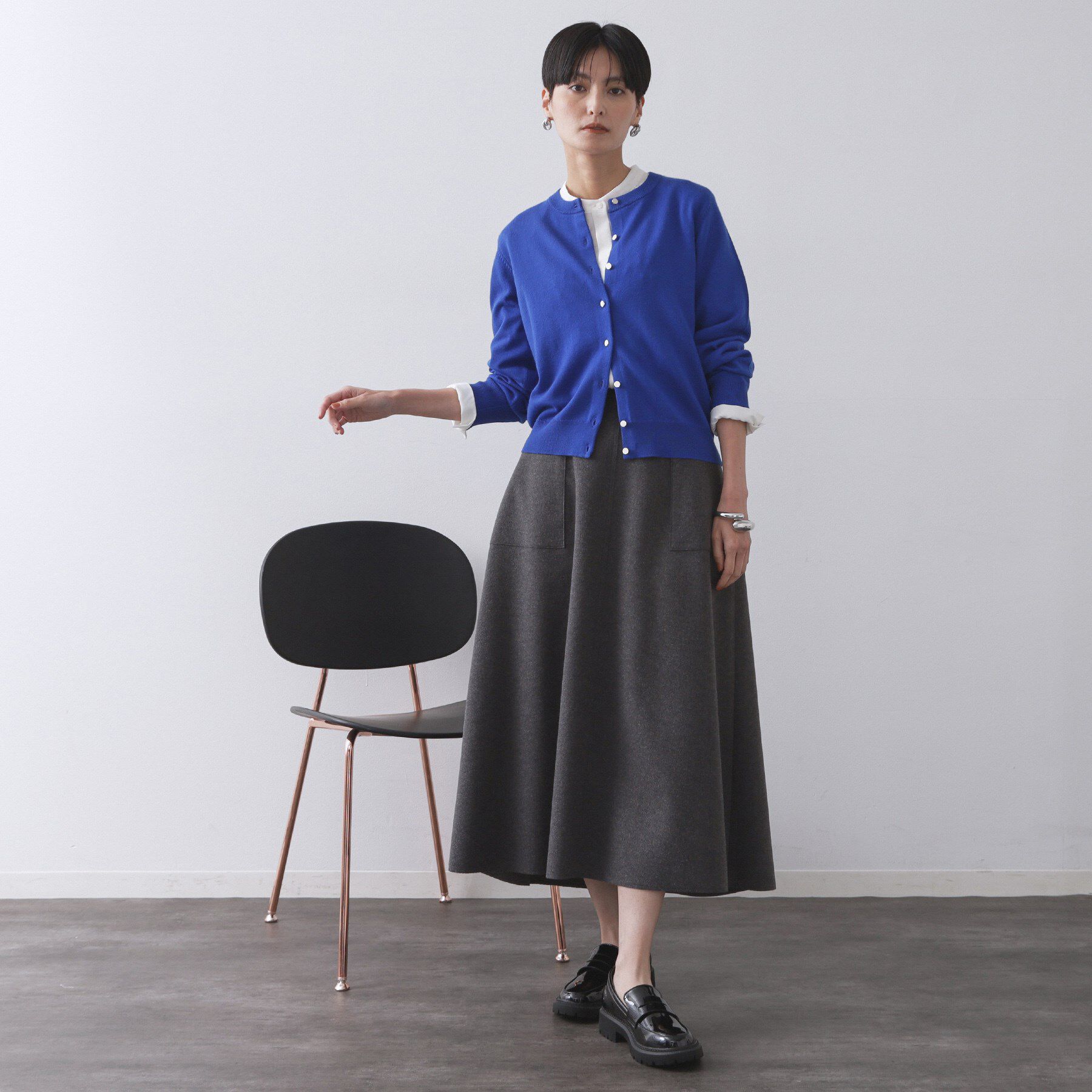 OPAQUE.CLIP「クルーニットカーディガン/エクストラファインメリノウール【THEシリーズ/洗濯機OK】」|カーディガン|