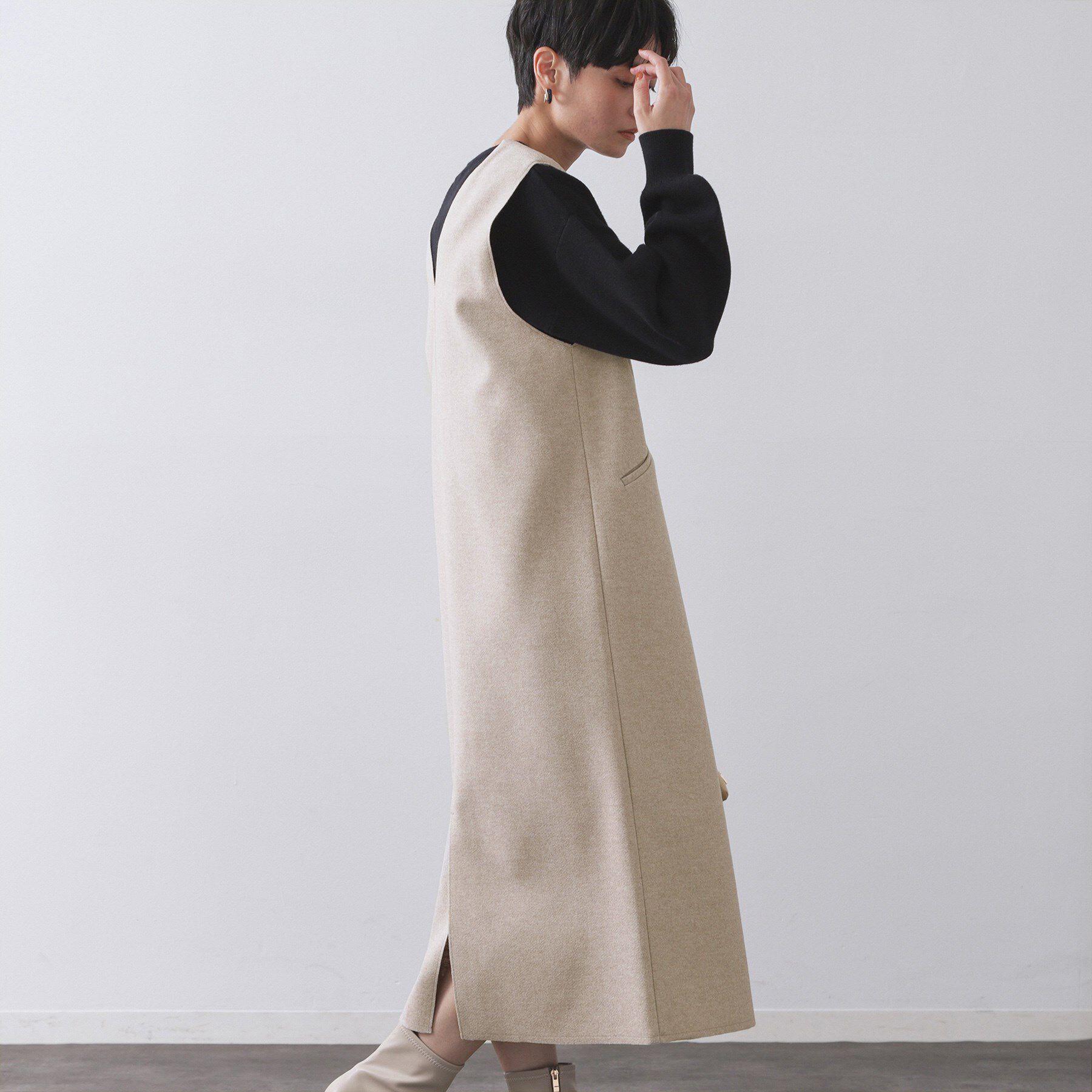 OPAQUE.CLIP「ウールライクジャンパードレス【洗濯機洗い可】」|ワンピース|