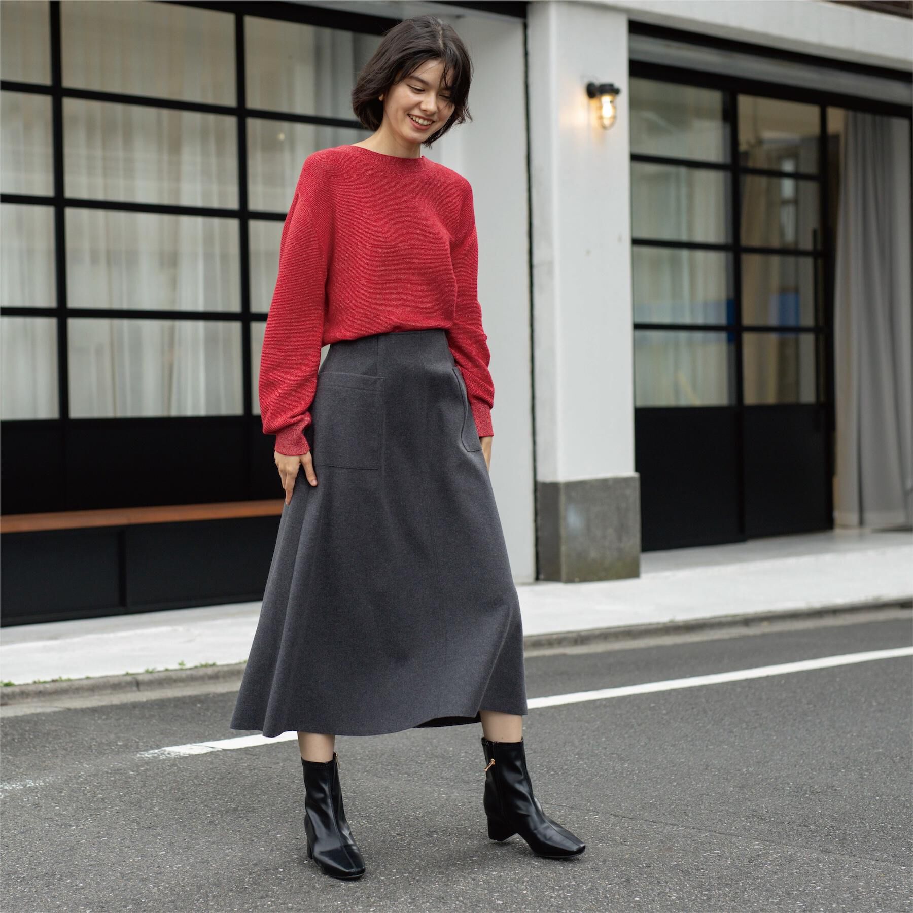 OPAQUE.CLIP「ウールライクフレアスカート【洗濯機OK】」|スカート|