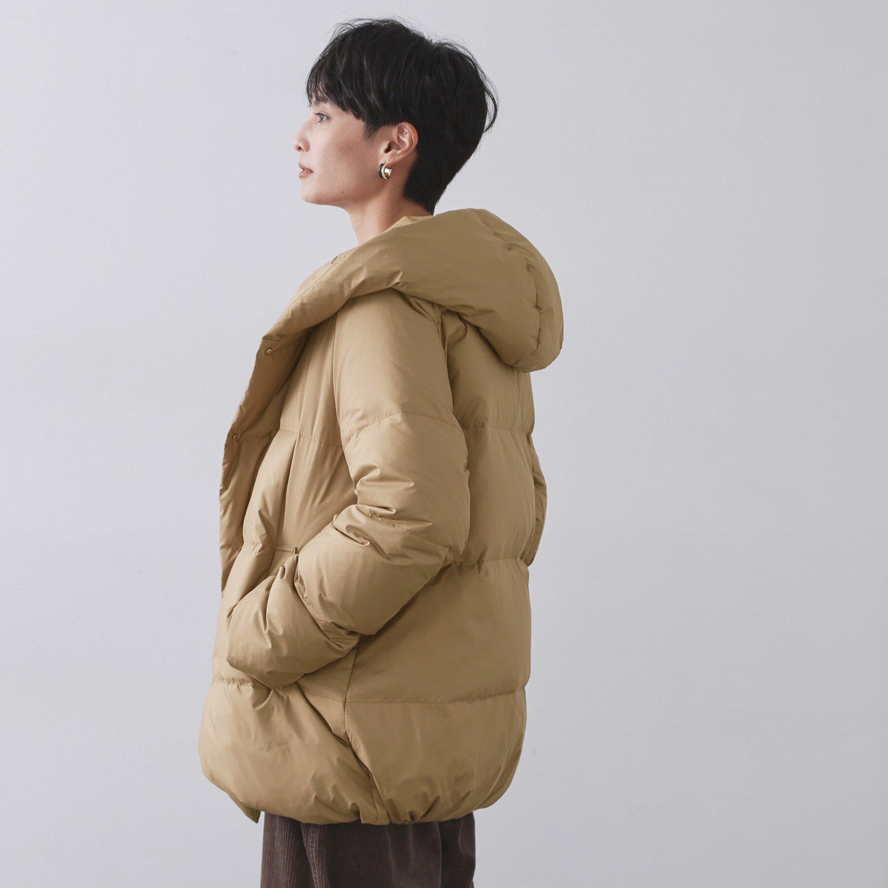 OPAQUE.CLIP「撥水フードミドルダウンコート【防風/抗菌防臭/洗濯機OK】《S～LL》」|ダウン|