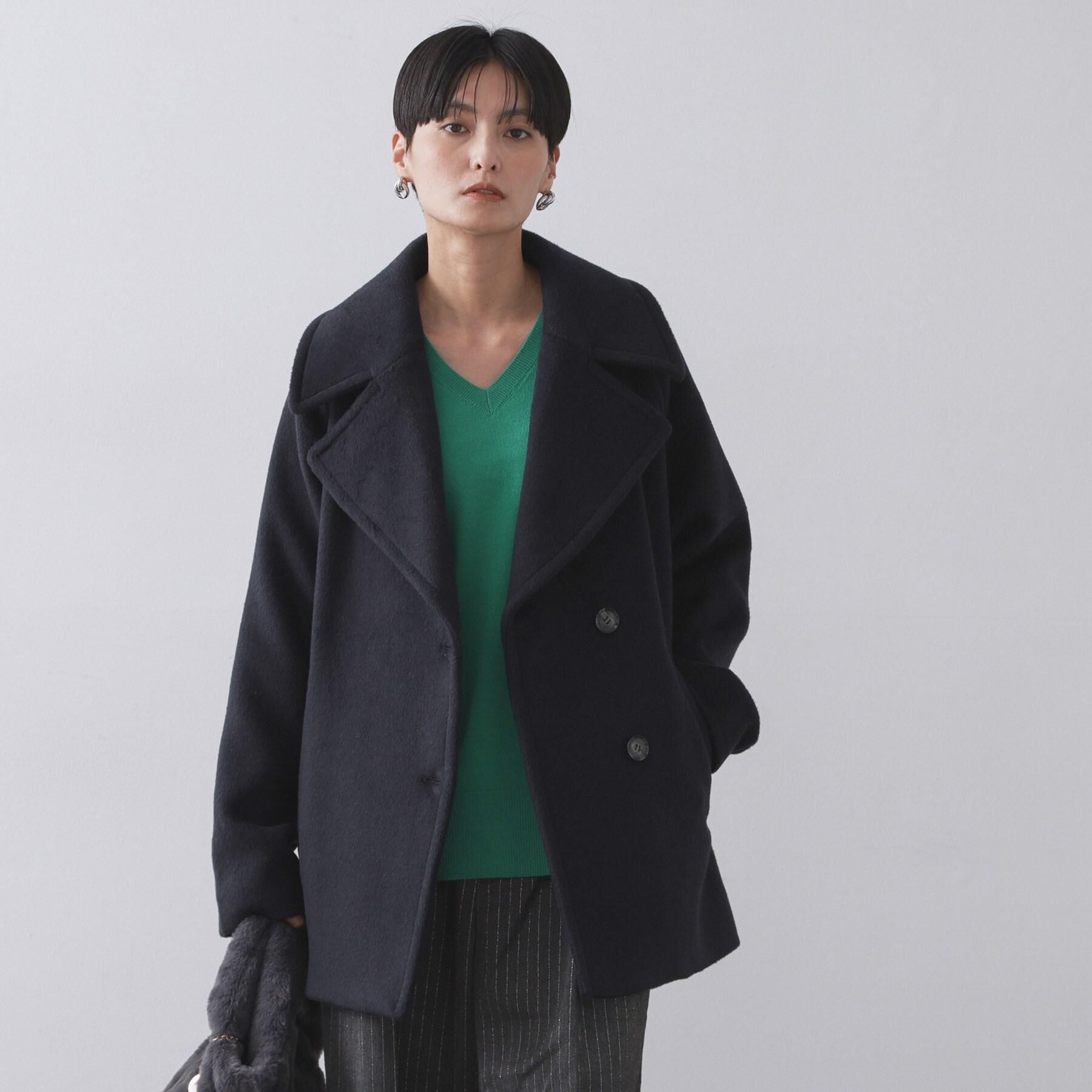 OPAQUE.CLIP「カシミヤブレンドウールミドルピーコート」|ピーコート|