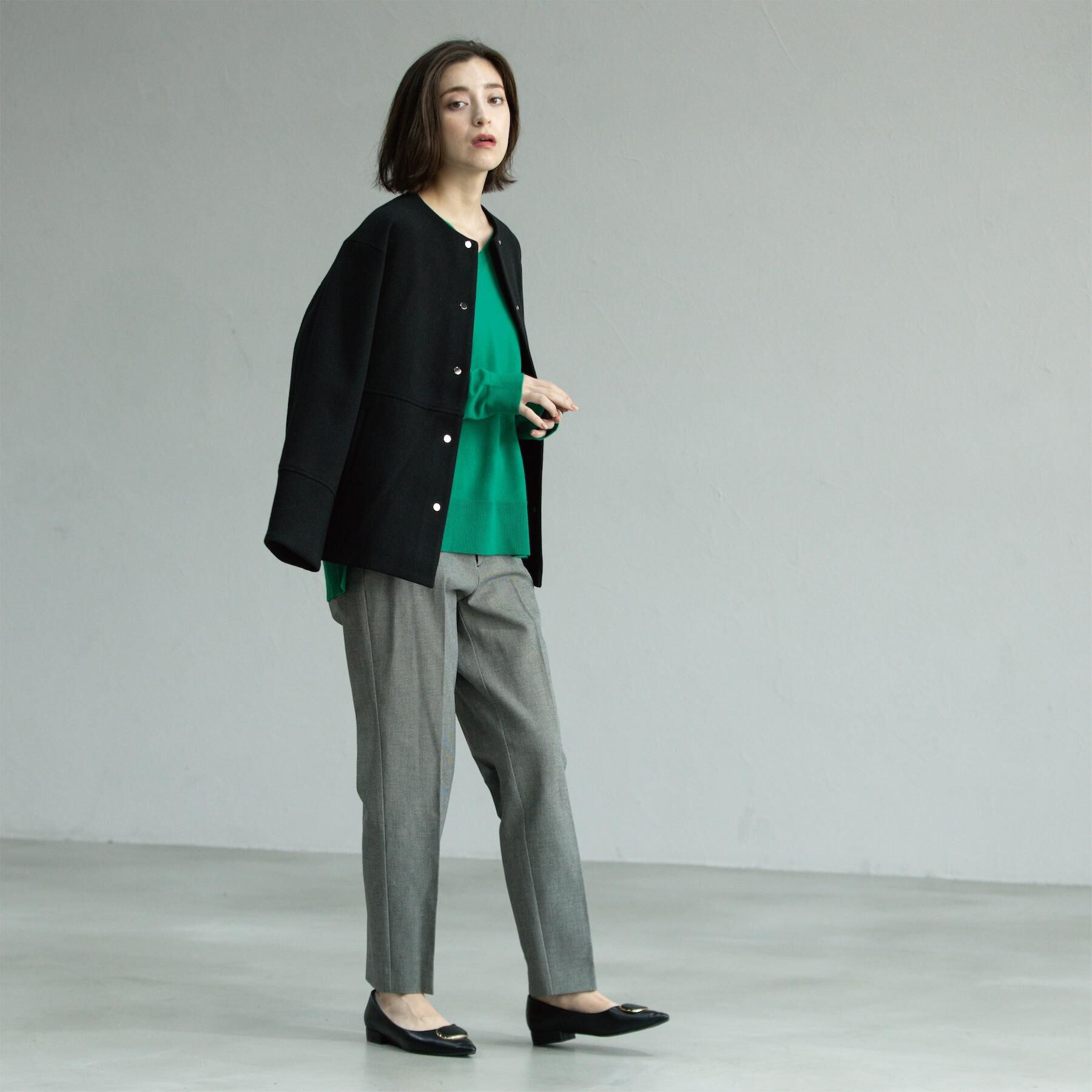 OPAQUE.CLIP「ウールライクメルトンノーカラーコート【洗濯機洗い可】」|ノーカラーコート|