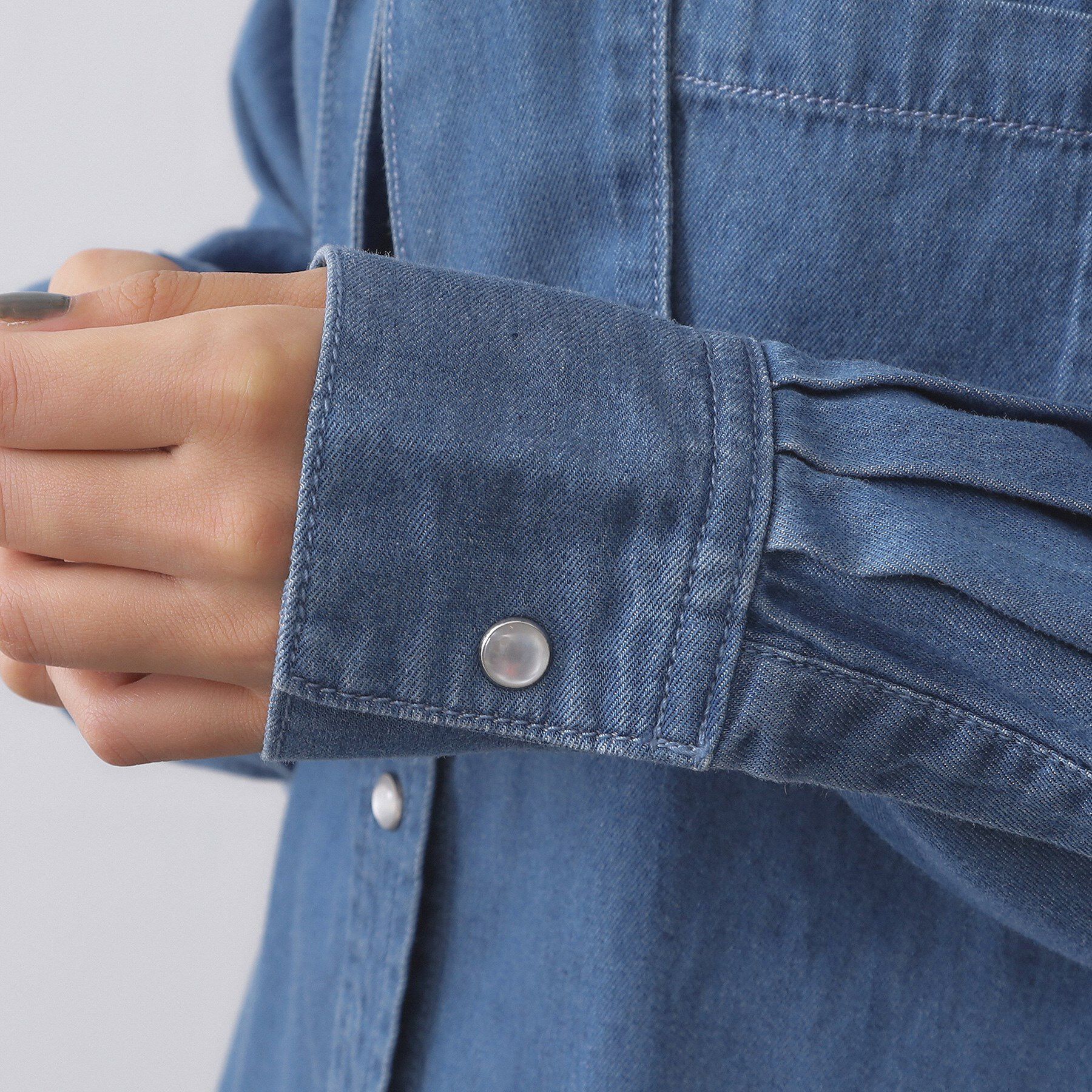 OPAQUE.CLIP「セルロース混デニムボウタイブラウス【洗濯機洗い可】」|シャツ・ブラウス|