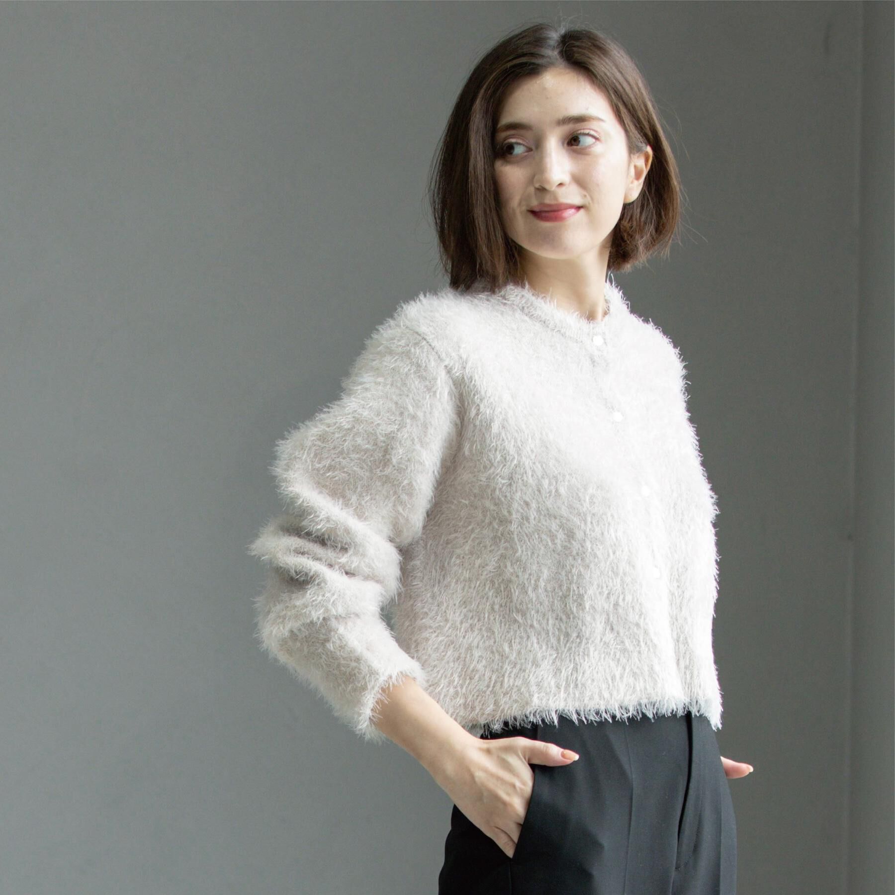 OPAQUE.CLIP「シャギーショートカーディガン【洗濯機OK】《6col》」|カーディガン|