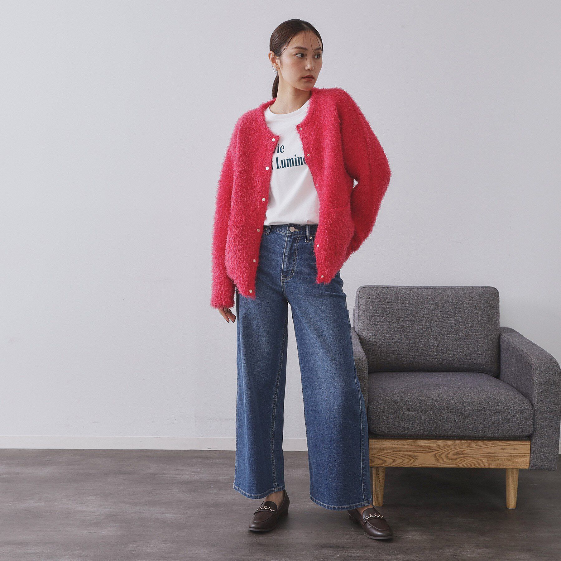 OPAQUE.CLIP「シャギーミドルカーディガン【洗濯機OK】《6col》」|カーディガン|